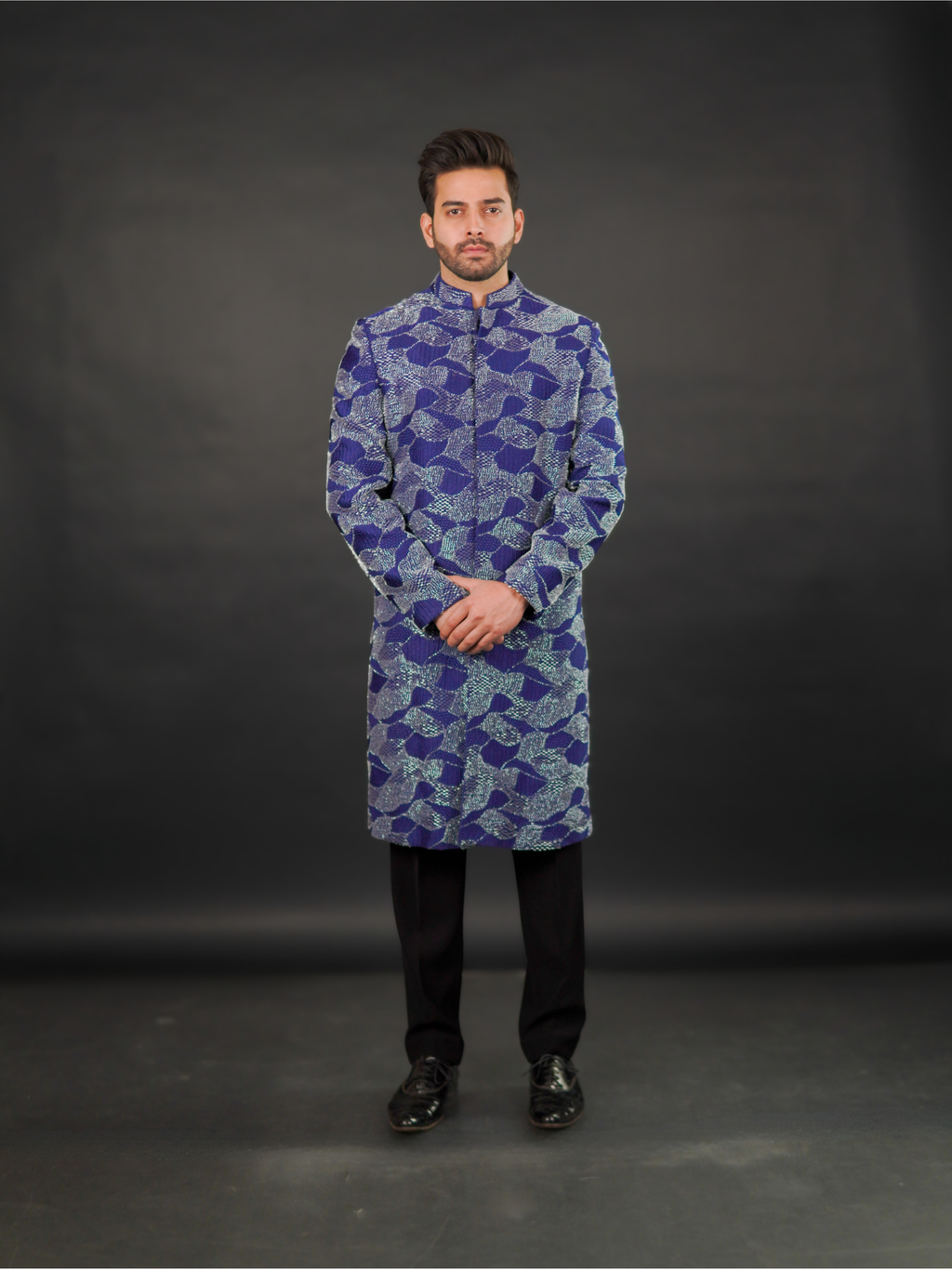 Cobalt Blue Hand-Embellished Sherwani