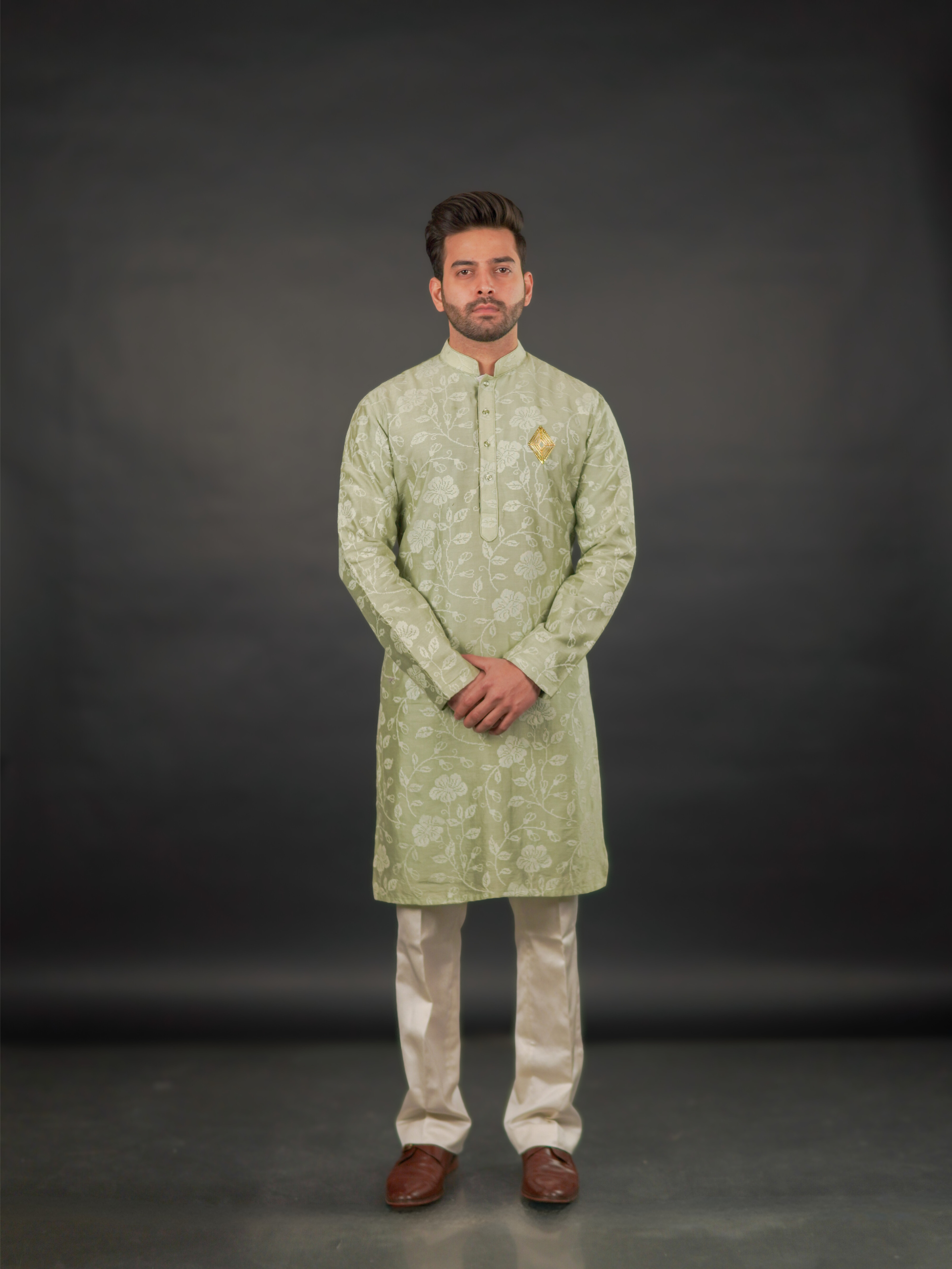Classic Textured Kurta Mint Green