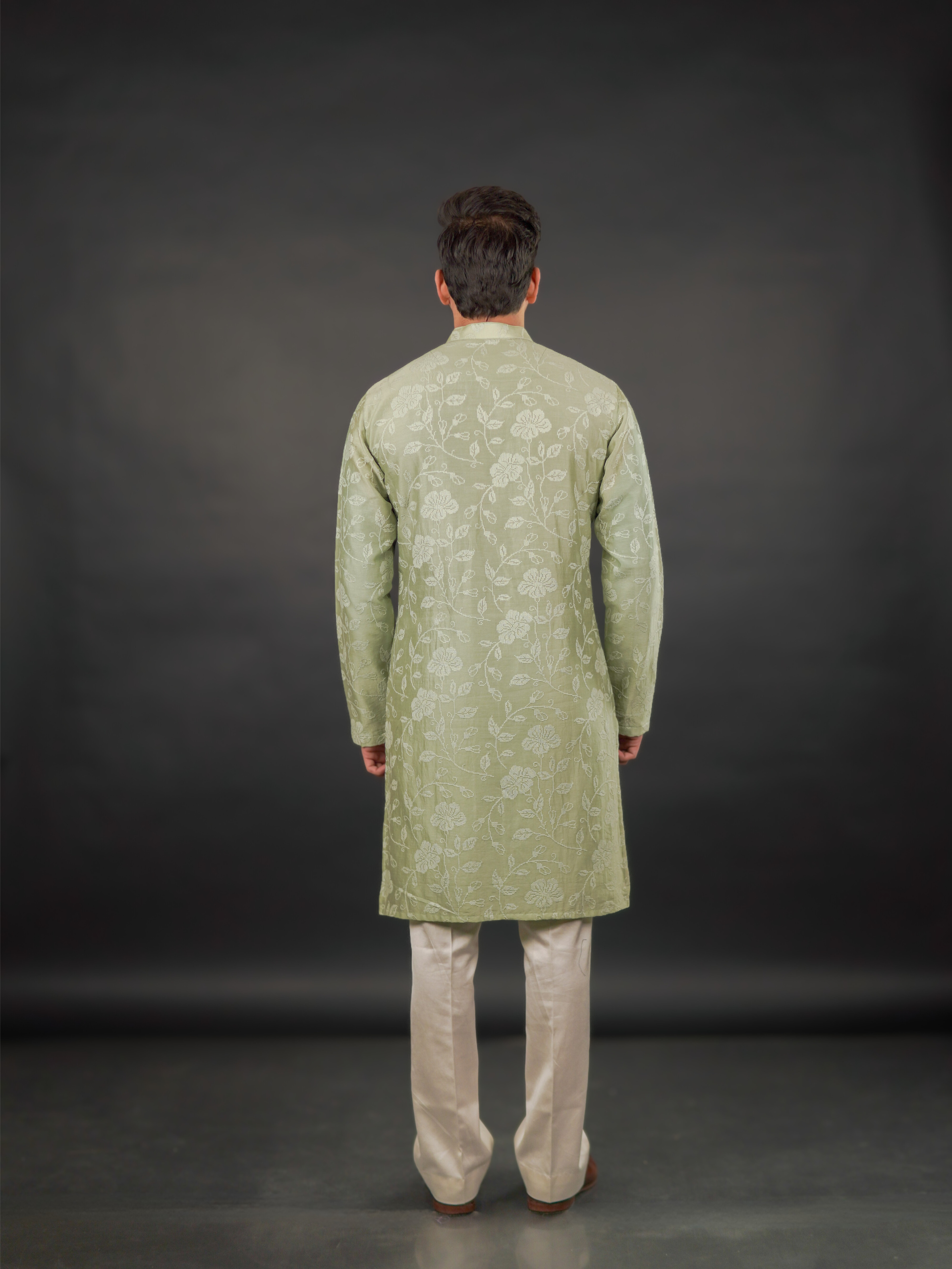Classic Textured Kurta Mint Green