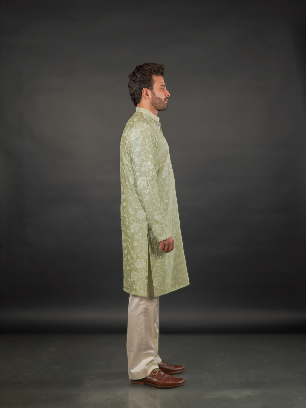 Classic Textured Kurta Mint Green