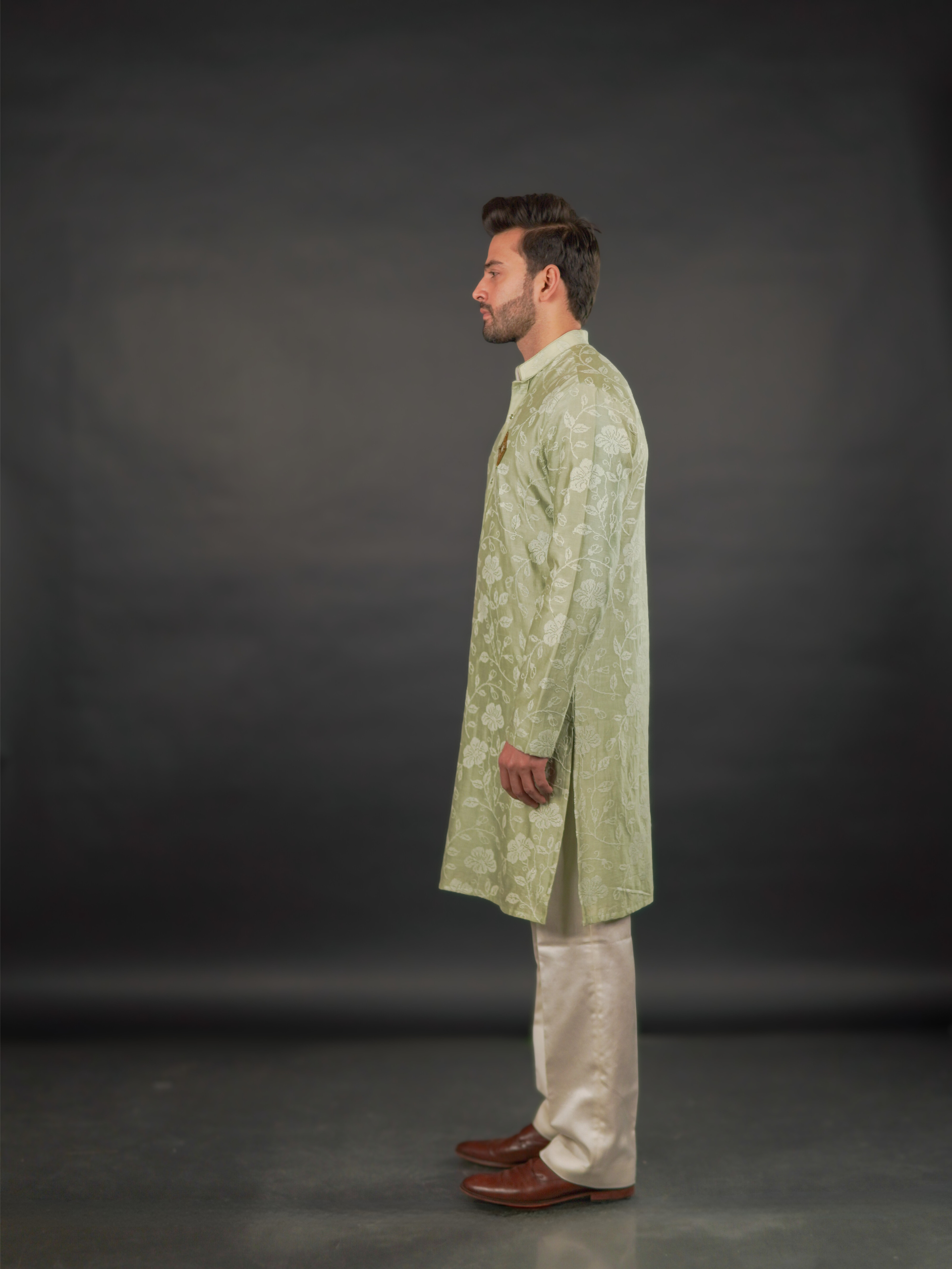 Classic Textured Kurta Mint Green