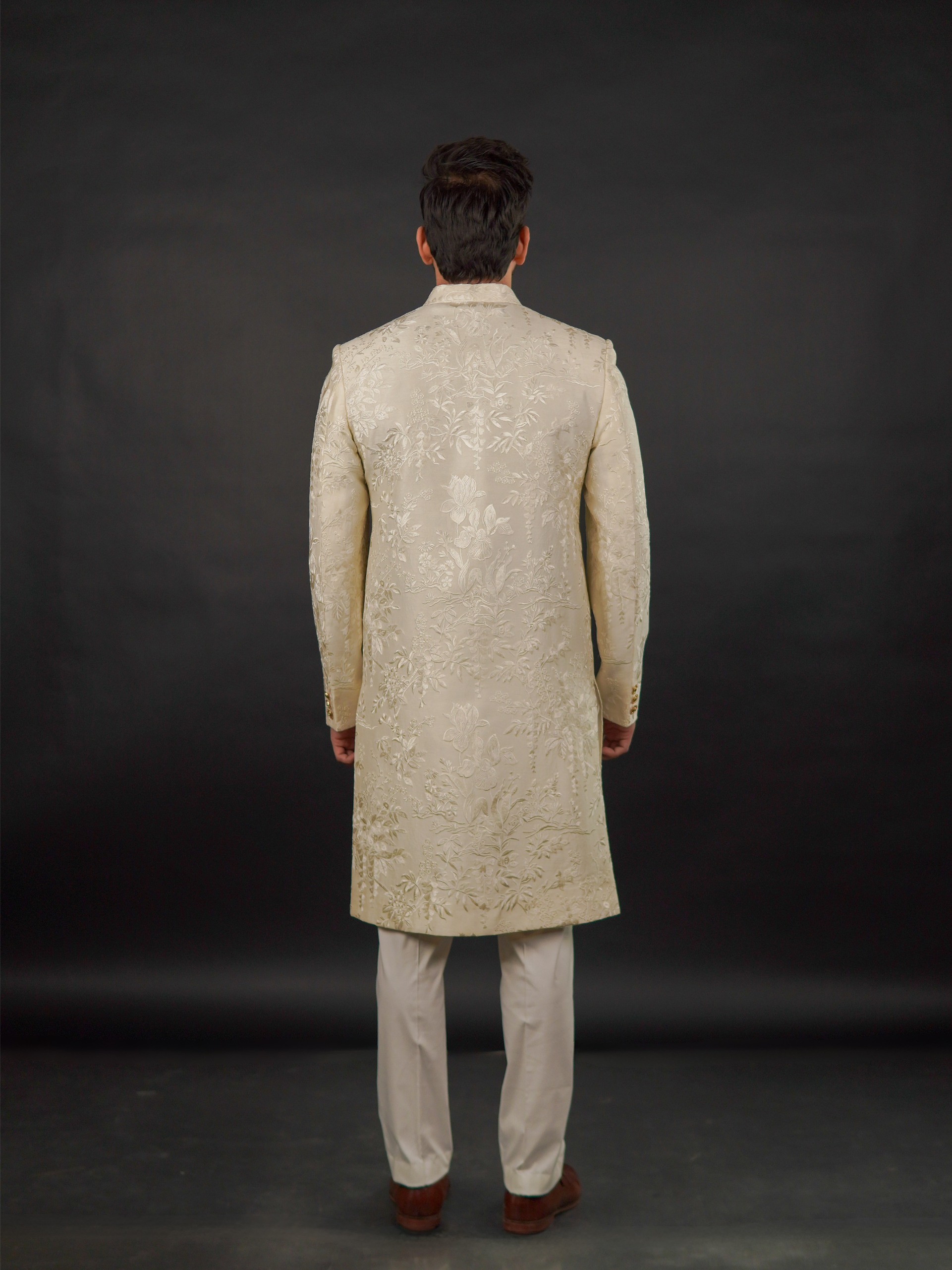 Ivory-Gold Embroidered Sherwani