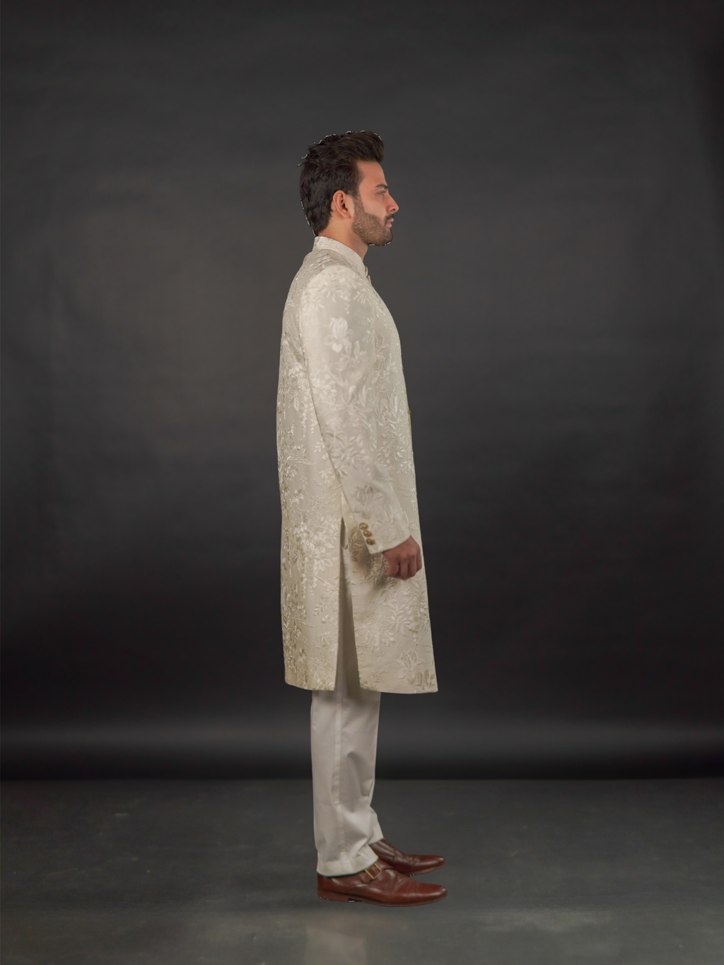 Ivory-Gold Embroidered Sherwani