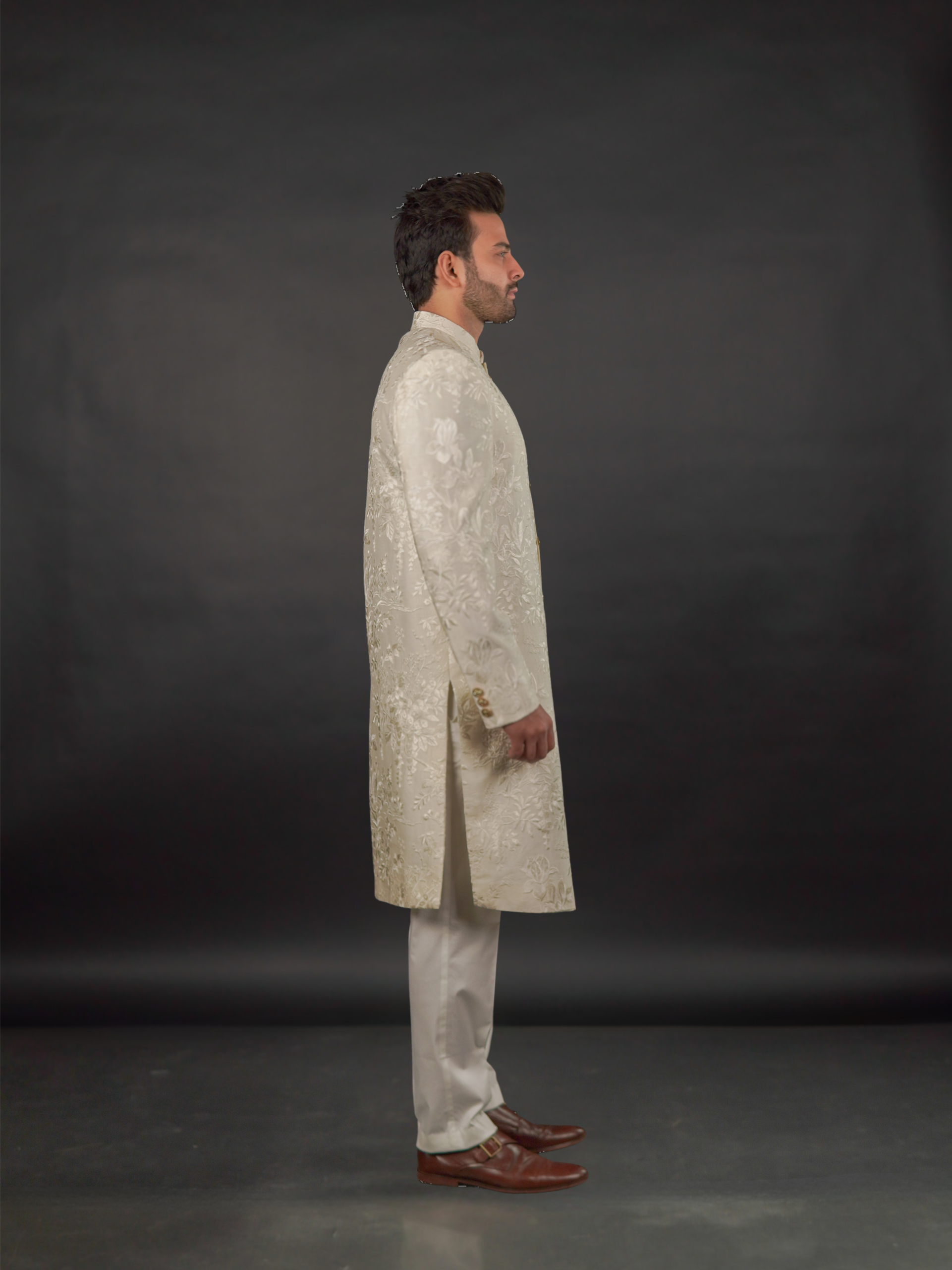 Ivory-Gold Embroidered Sherwani