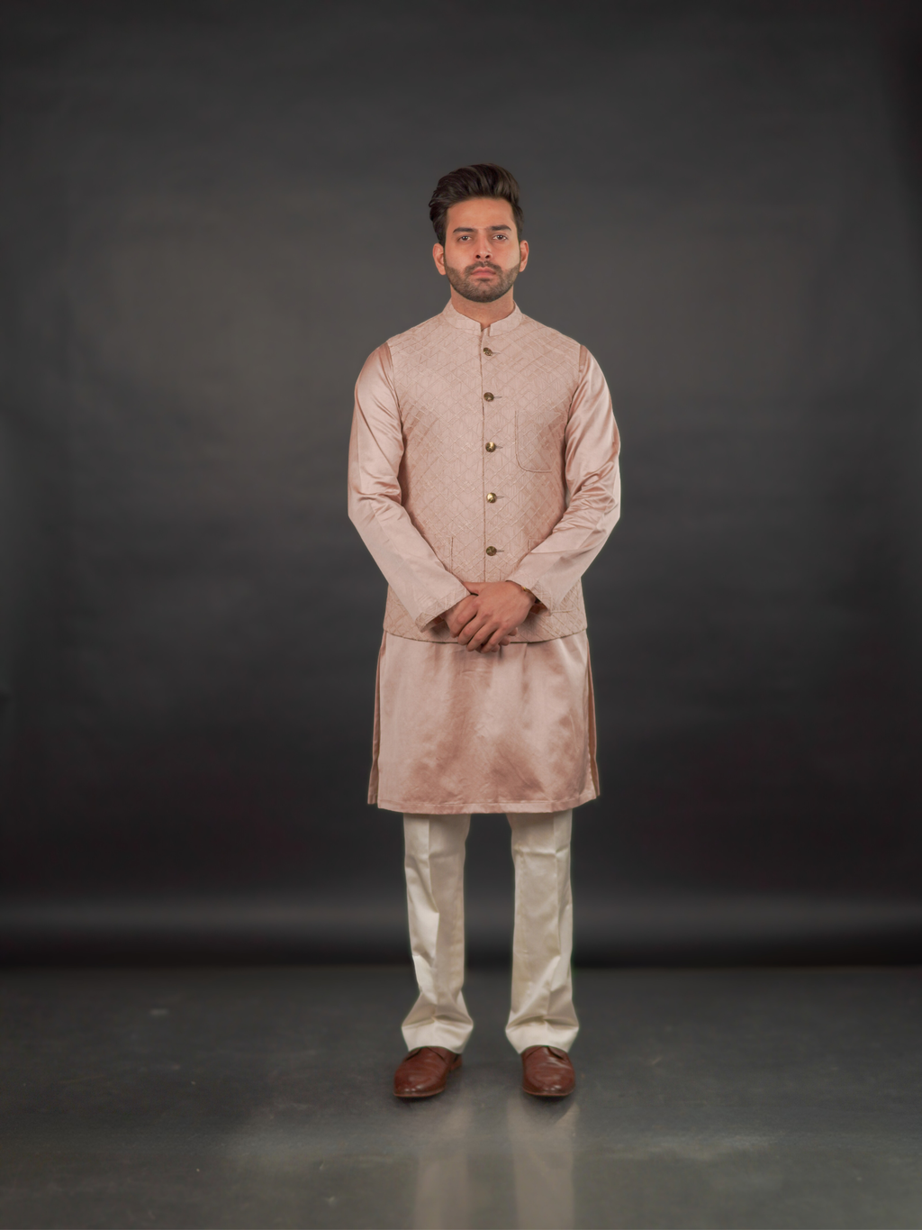 Blush Textured Modi Jacket Set