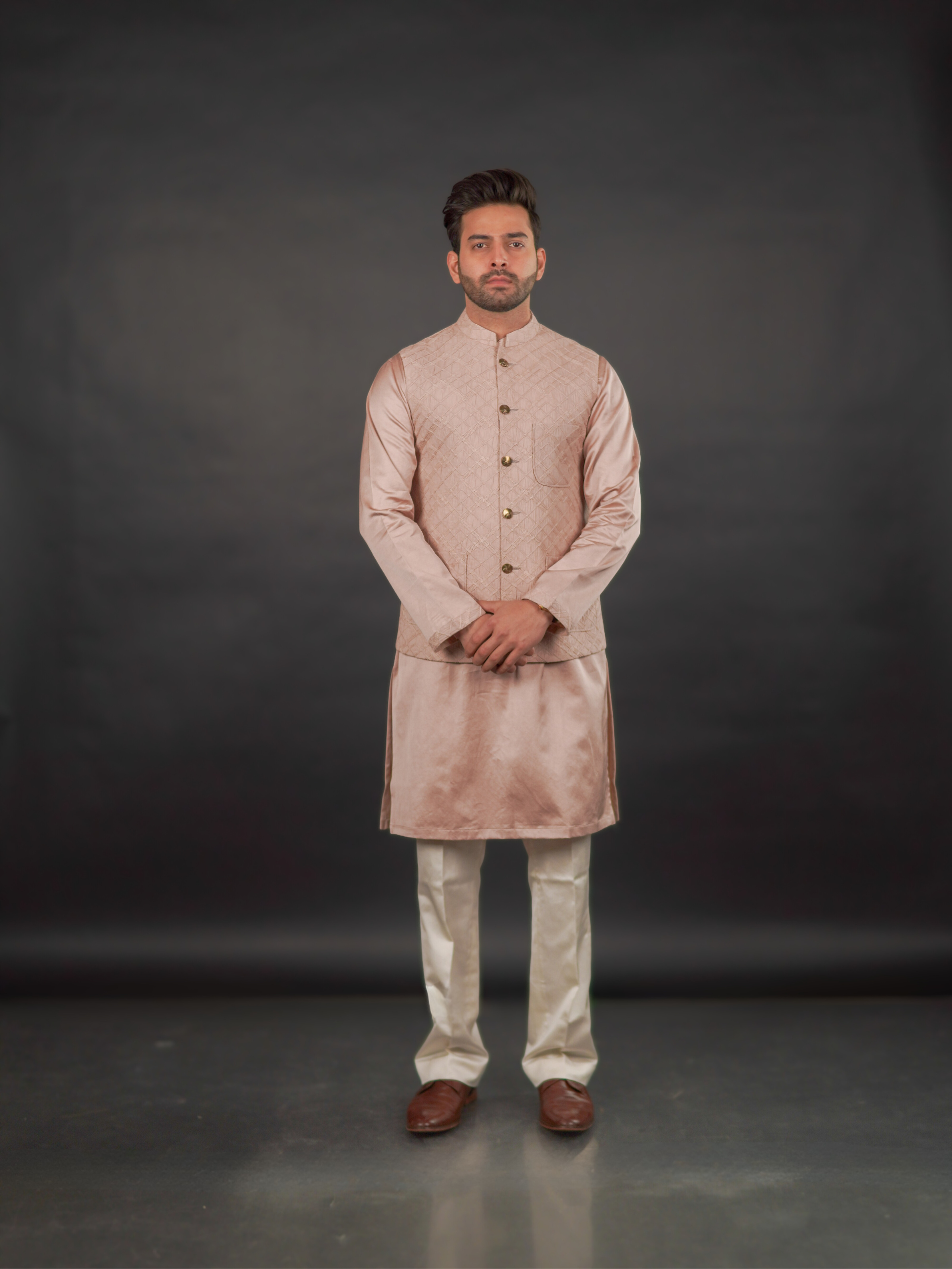 Blush Textured Modi Jacket Set