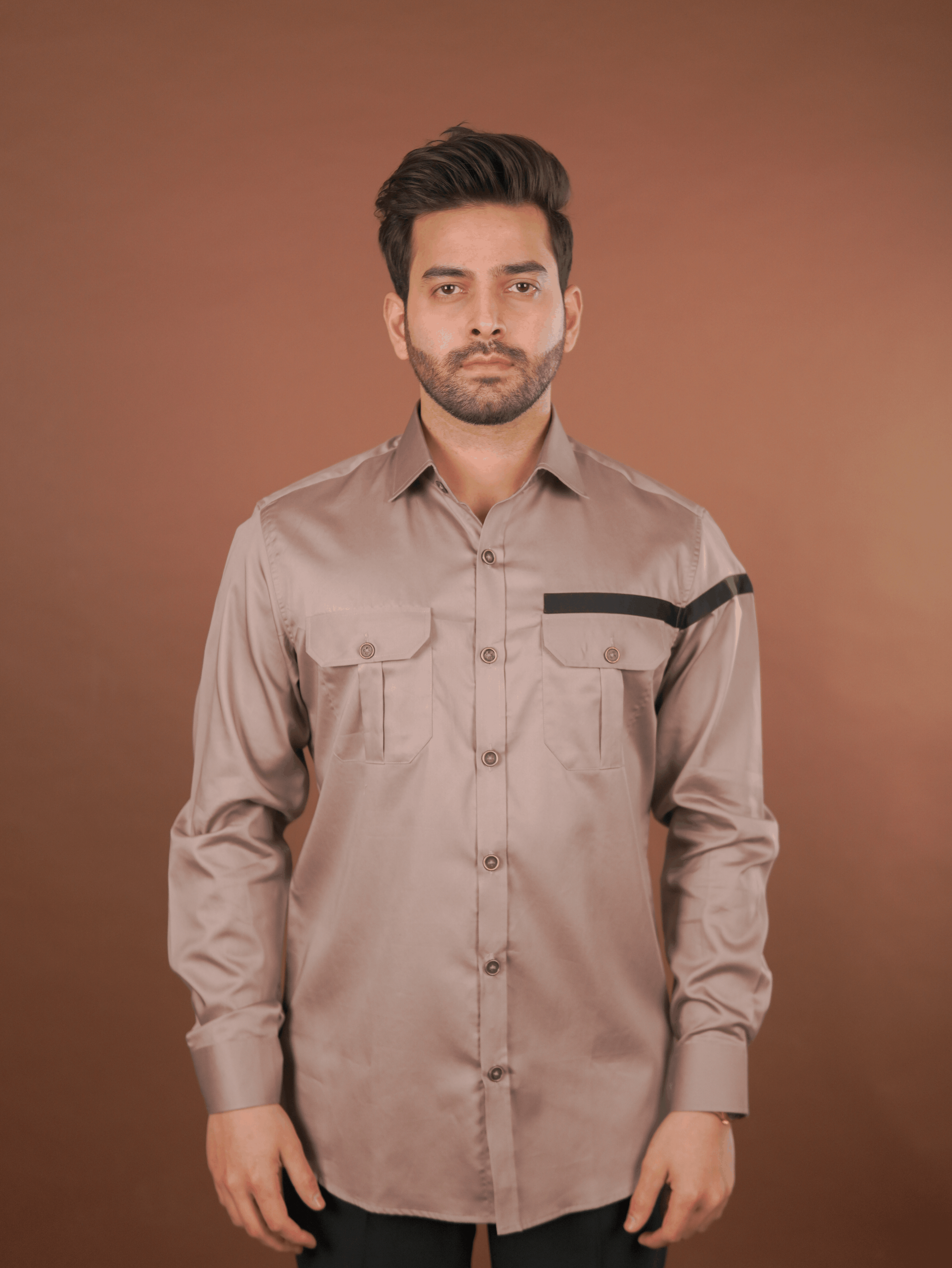 Evening Formal Shirt – Luthai Fabric Warm Taupe