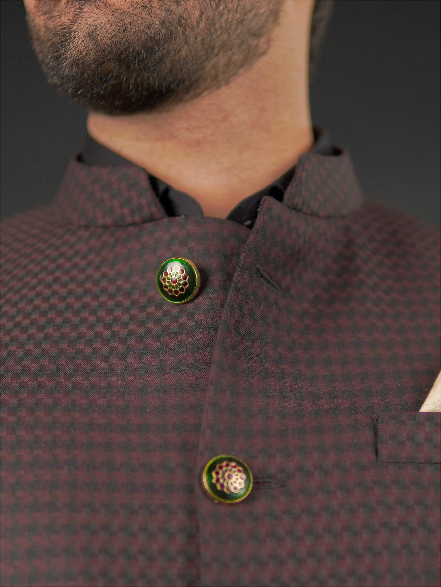 Classic Australian Merino Wool Bandhgala Set Maroon