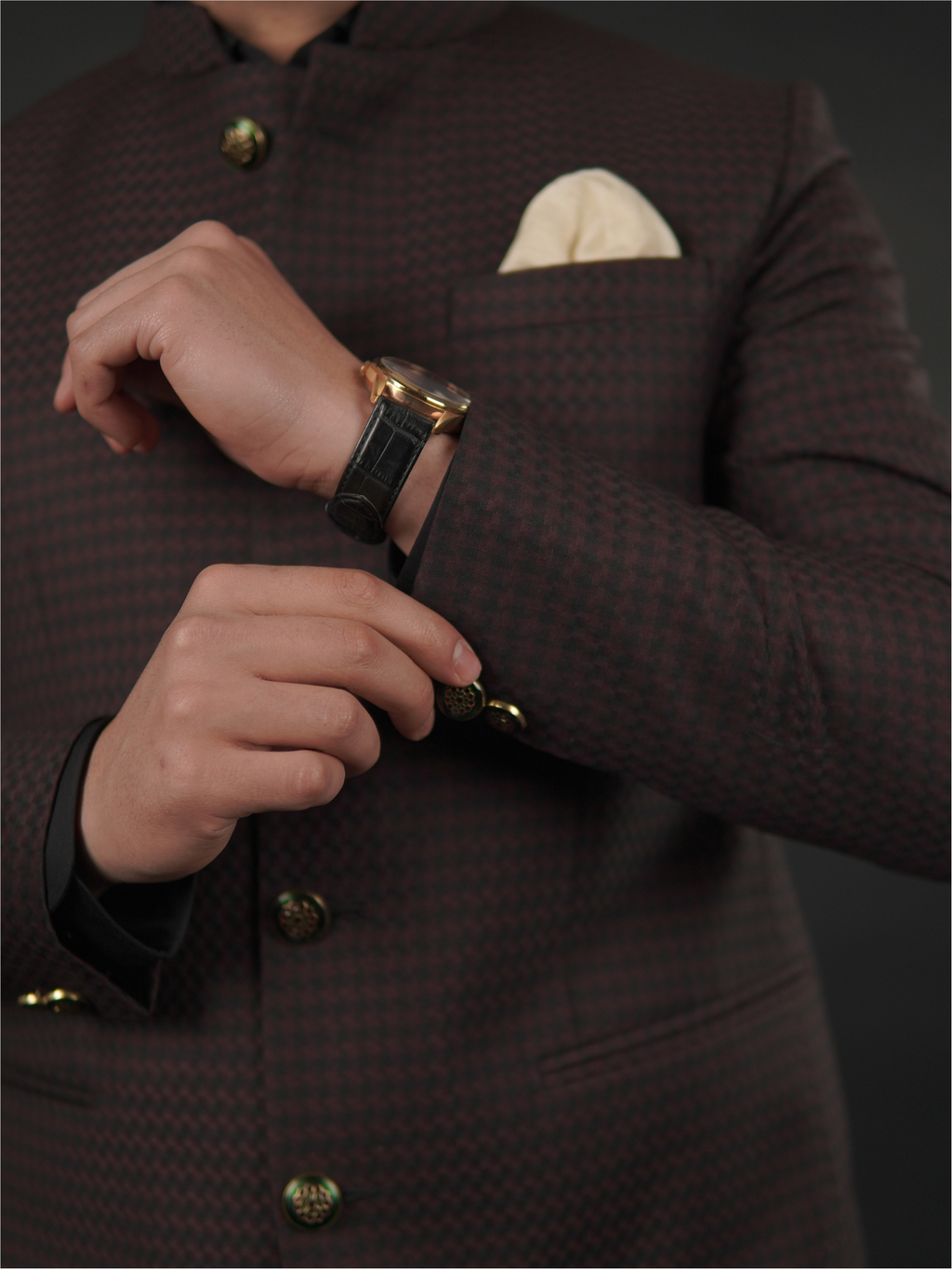 Classic Australian Merino Wool Bandhgala Set Maroon