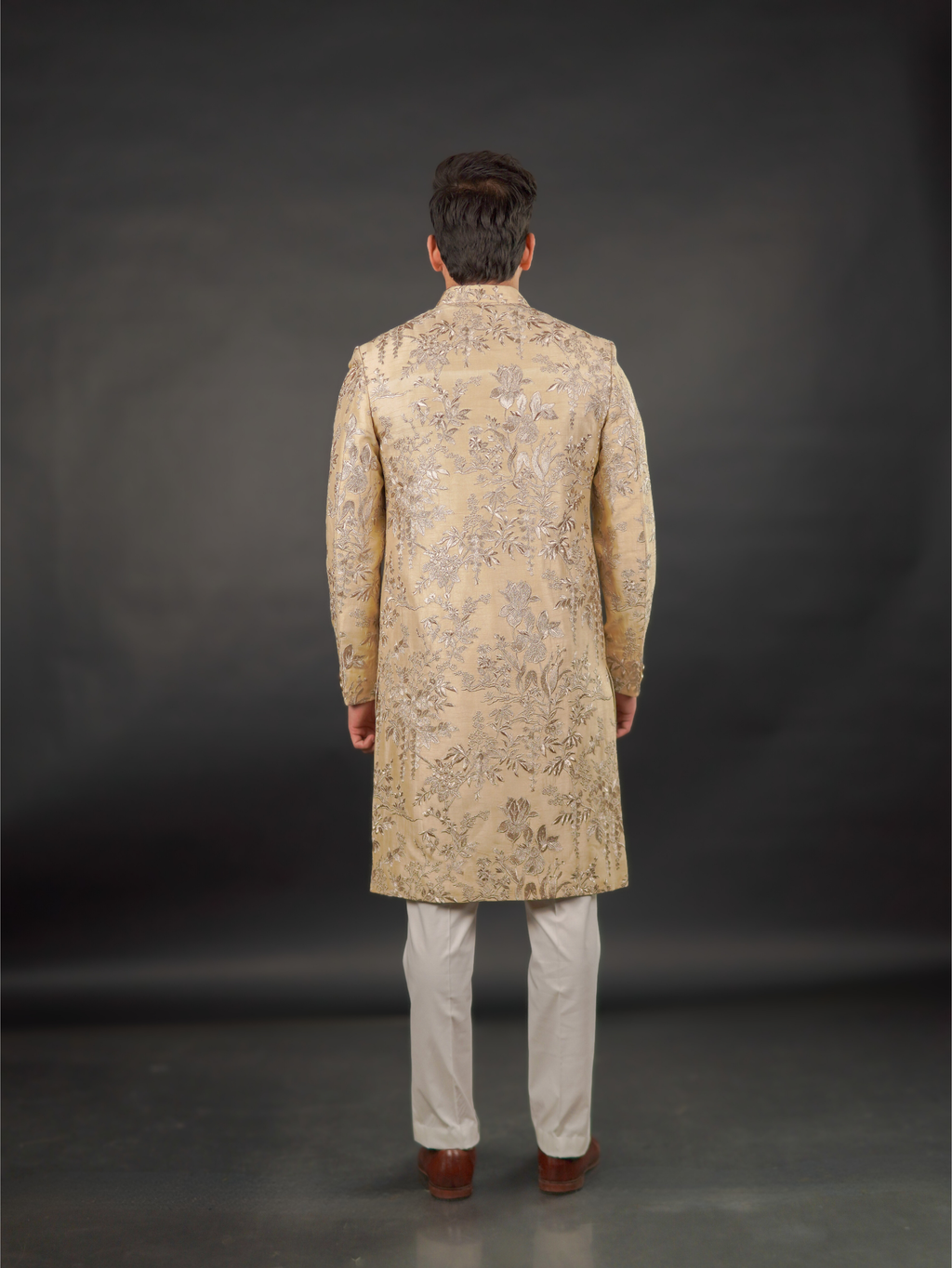 Embroidered Sherwani Antique Gold