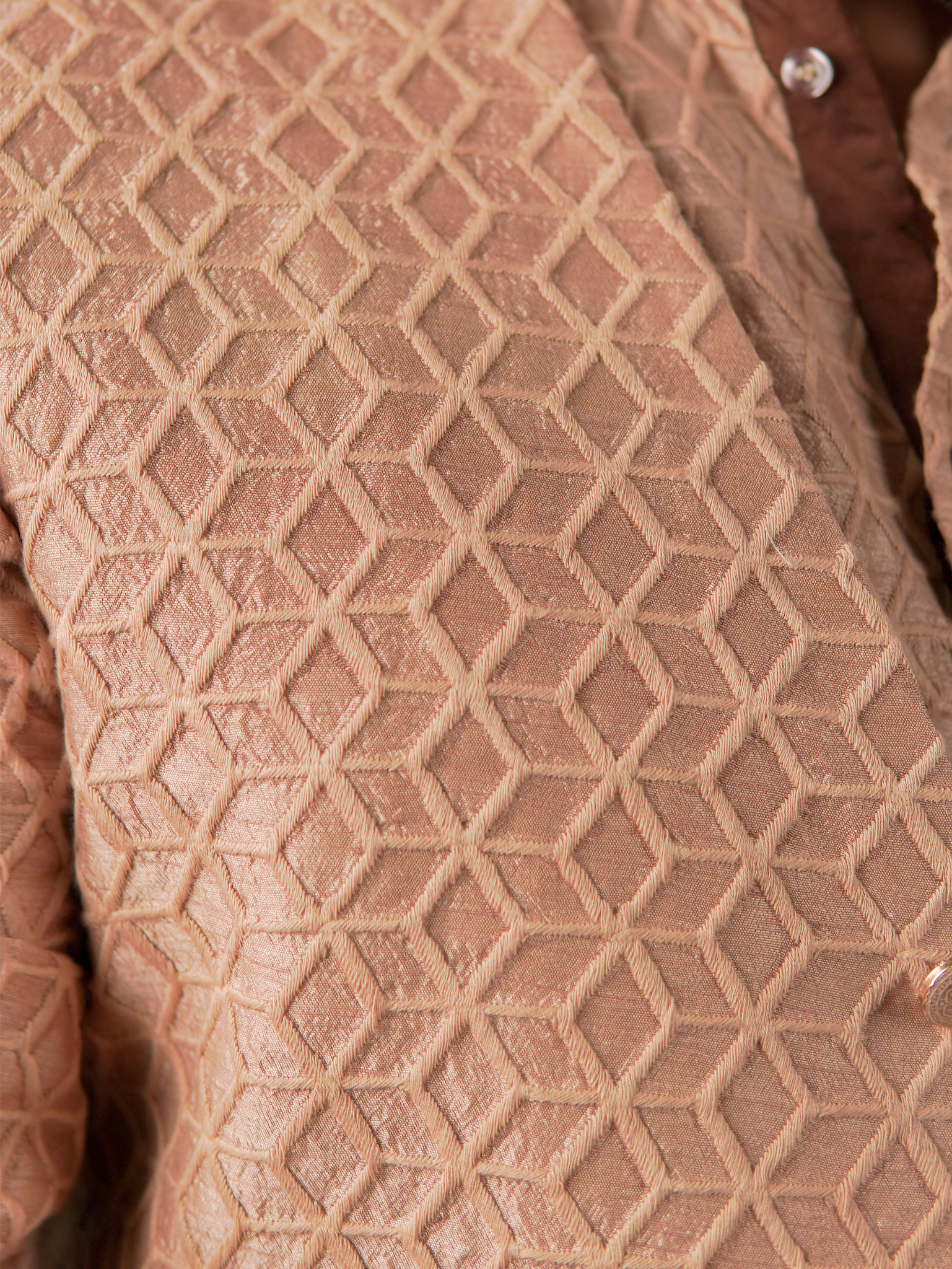 Coffee Brown Textured V-Neck Modi Jacket Set