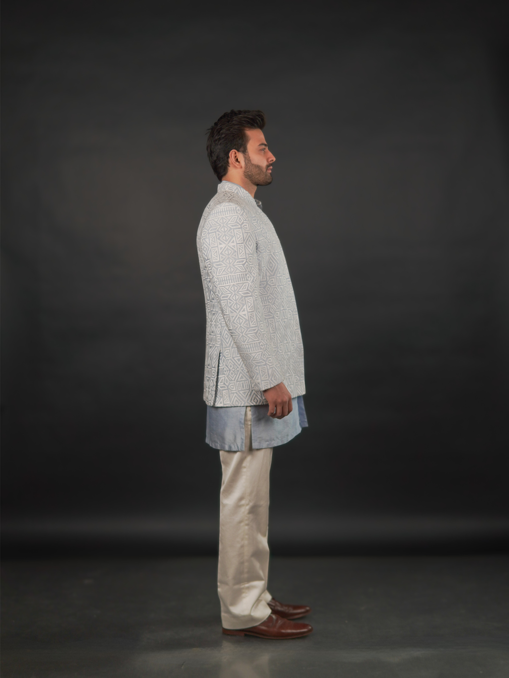 Powder Blue Open Jodhpuri Set (3 Piece)