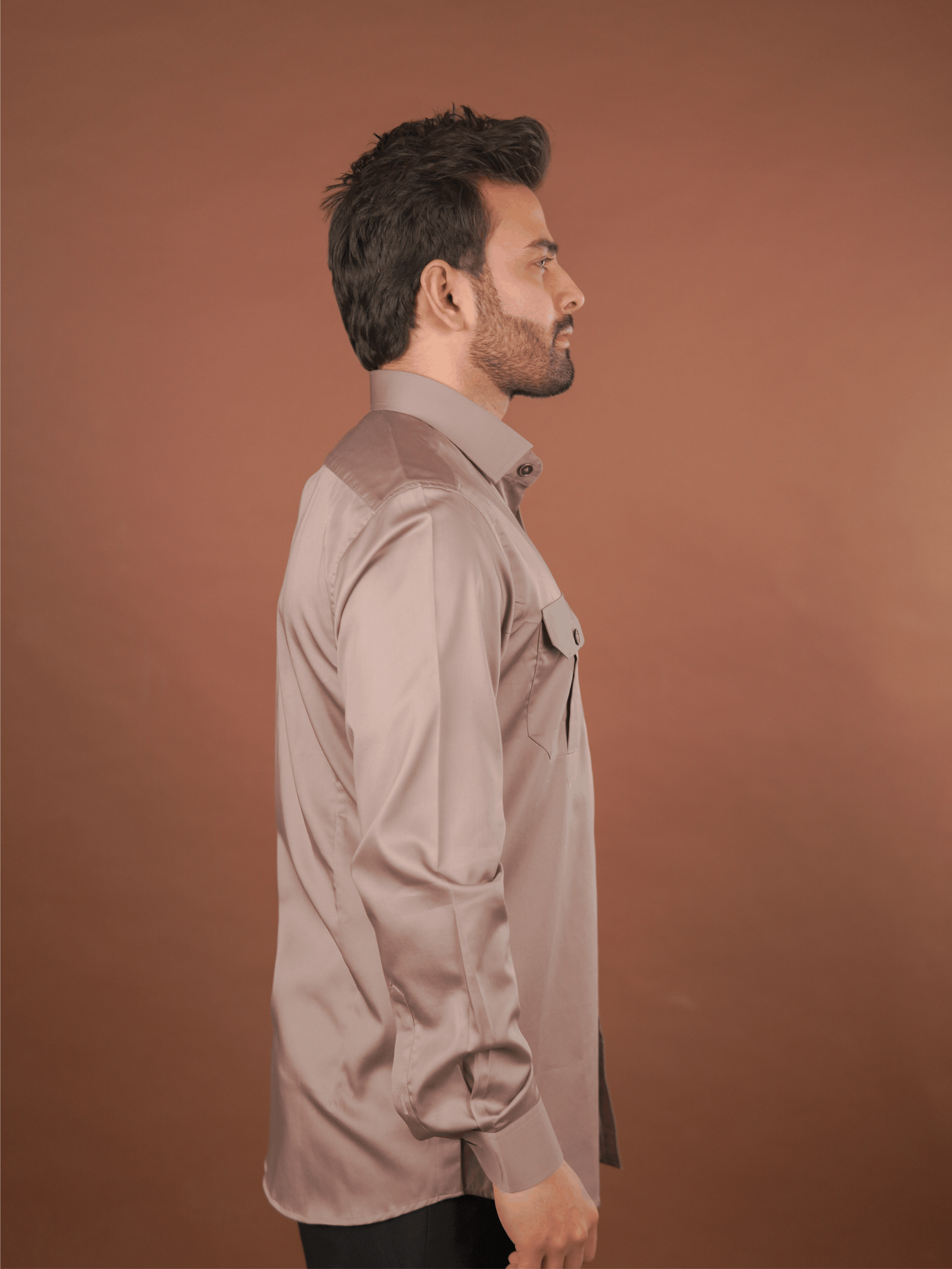 Evening Formal Shirt – Luthai Fabric Warm Taupe