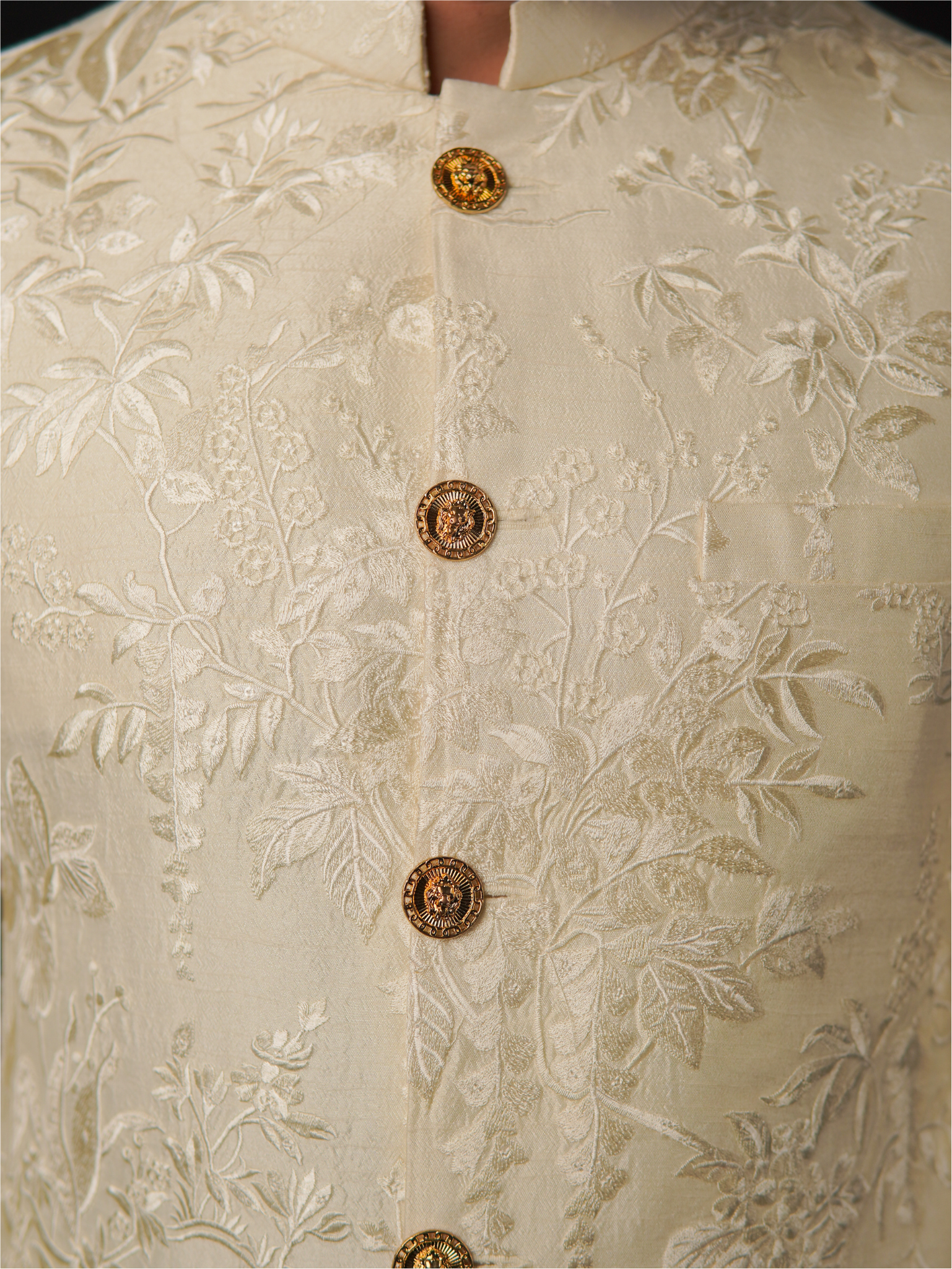 Ivory-Gold Embroidered Sherwani