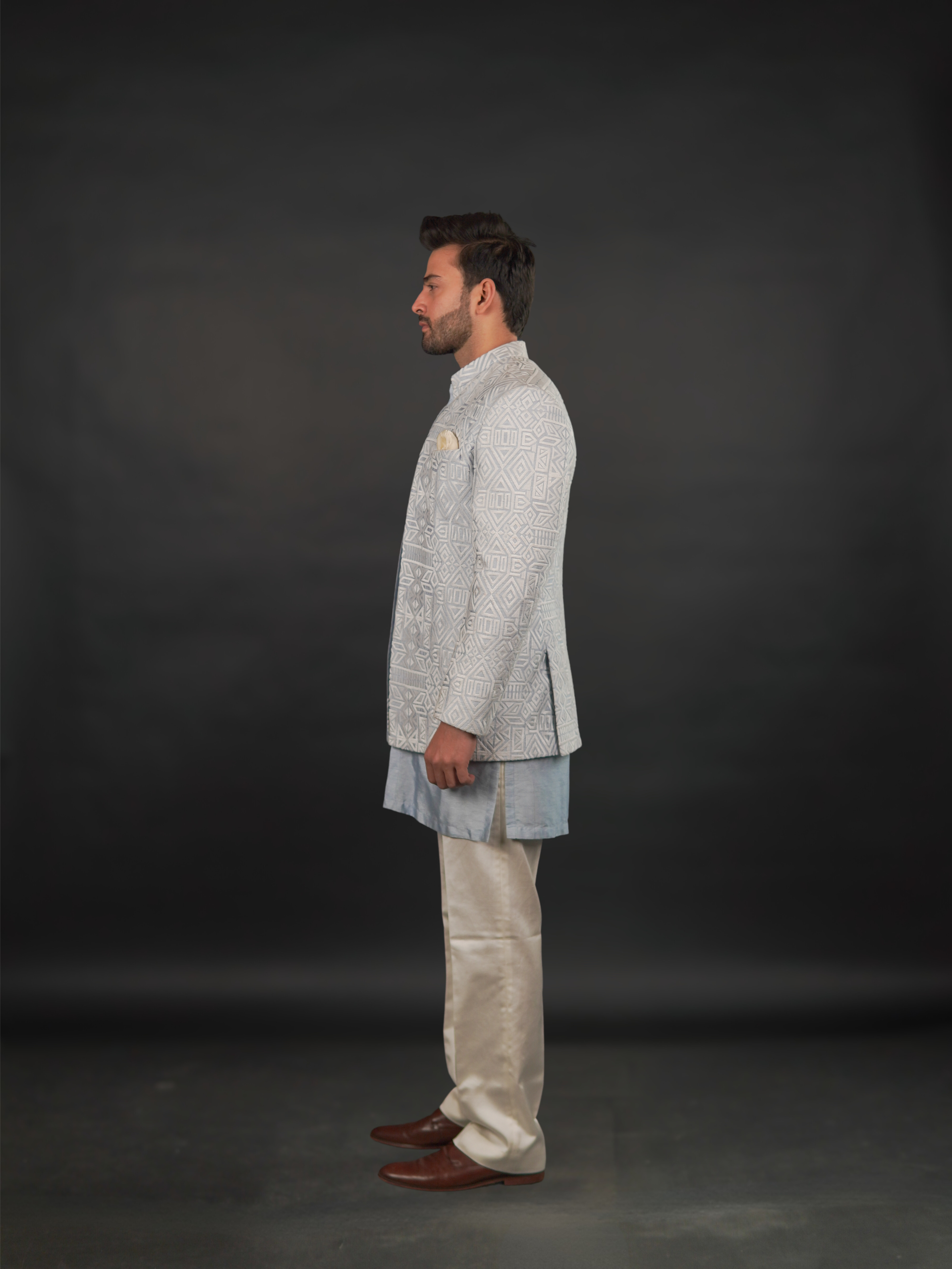 Powder Blue Open Jodhpuri Set (3 Piece)