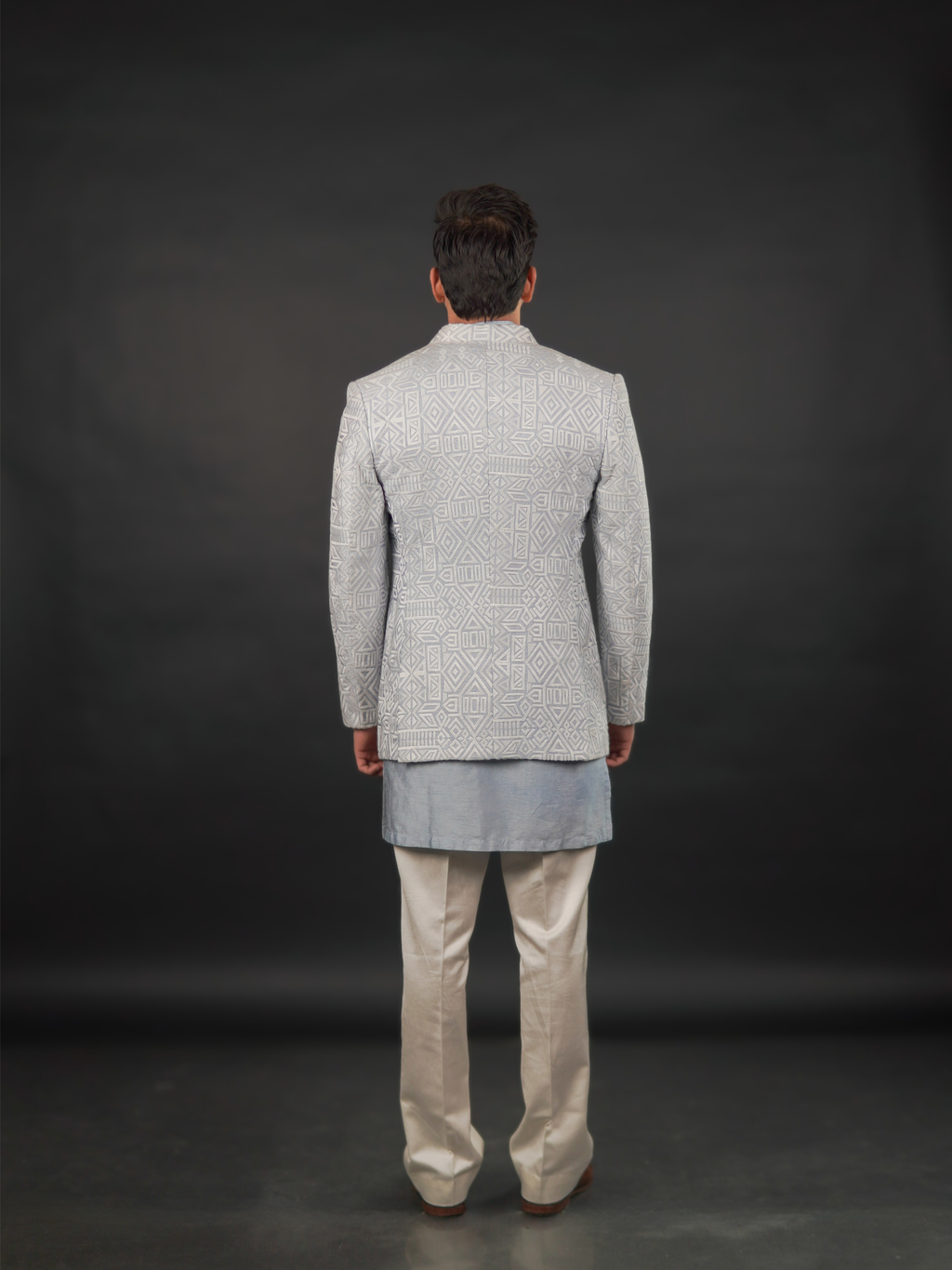 Powder Blue Open Jodhpuri Set (3 Piece)