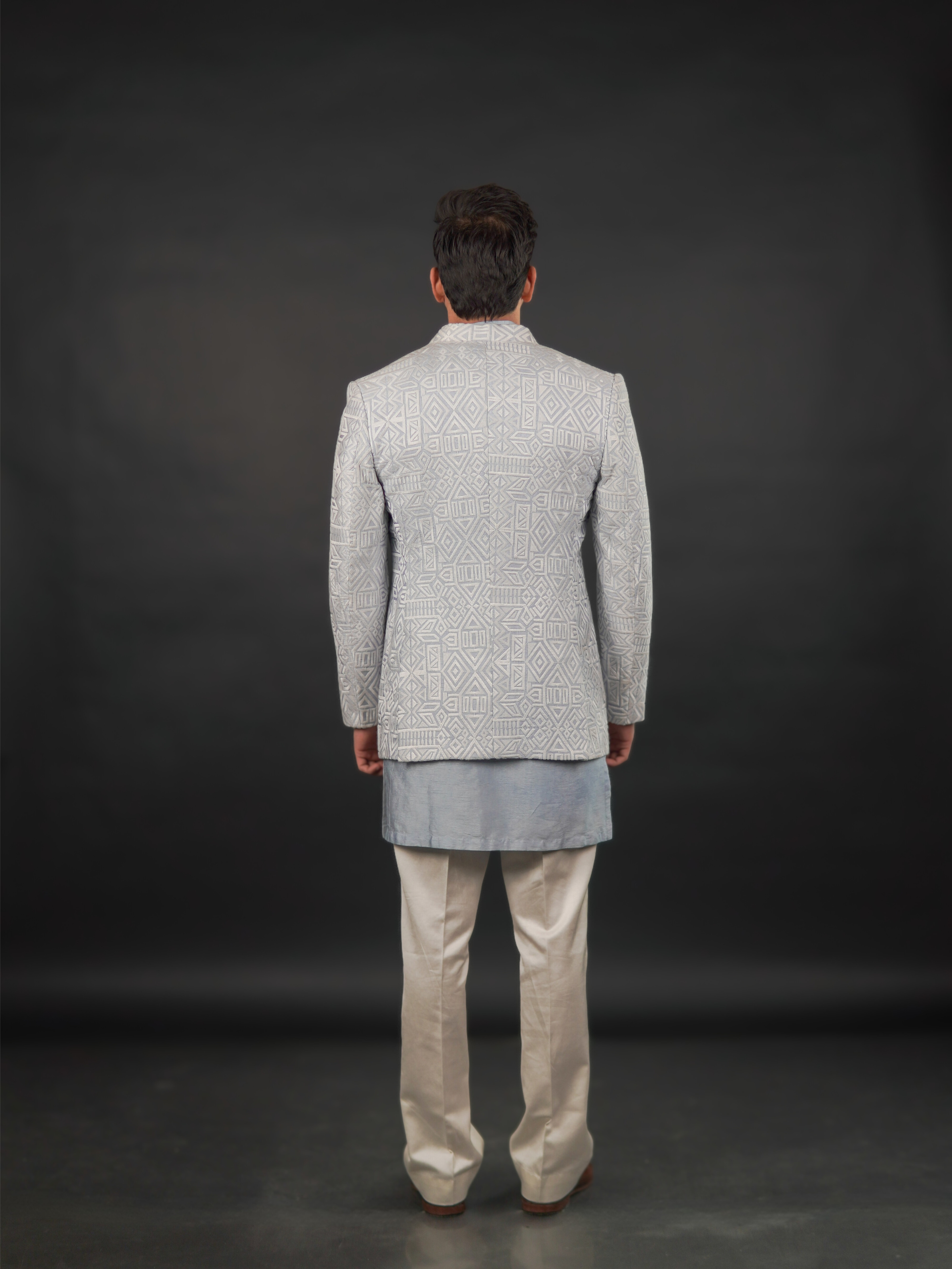 Powder Blue Open Jodhpuri Set (3 Piece)