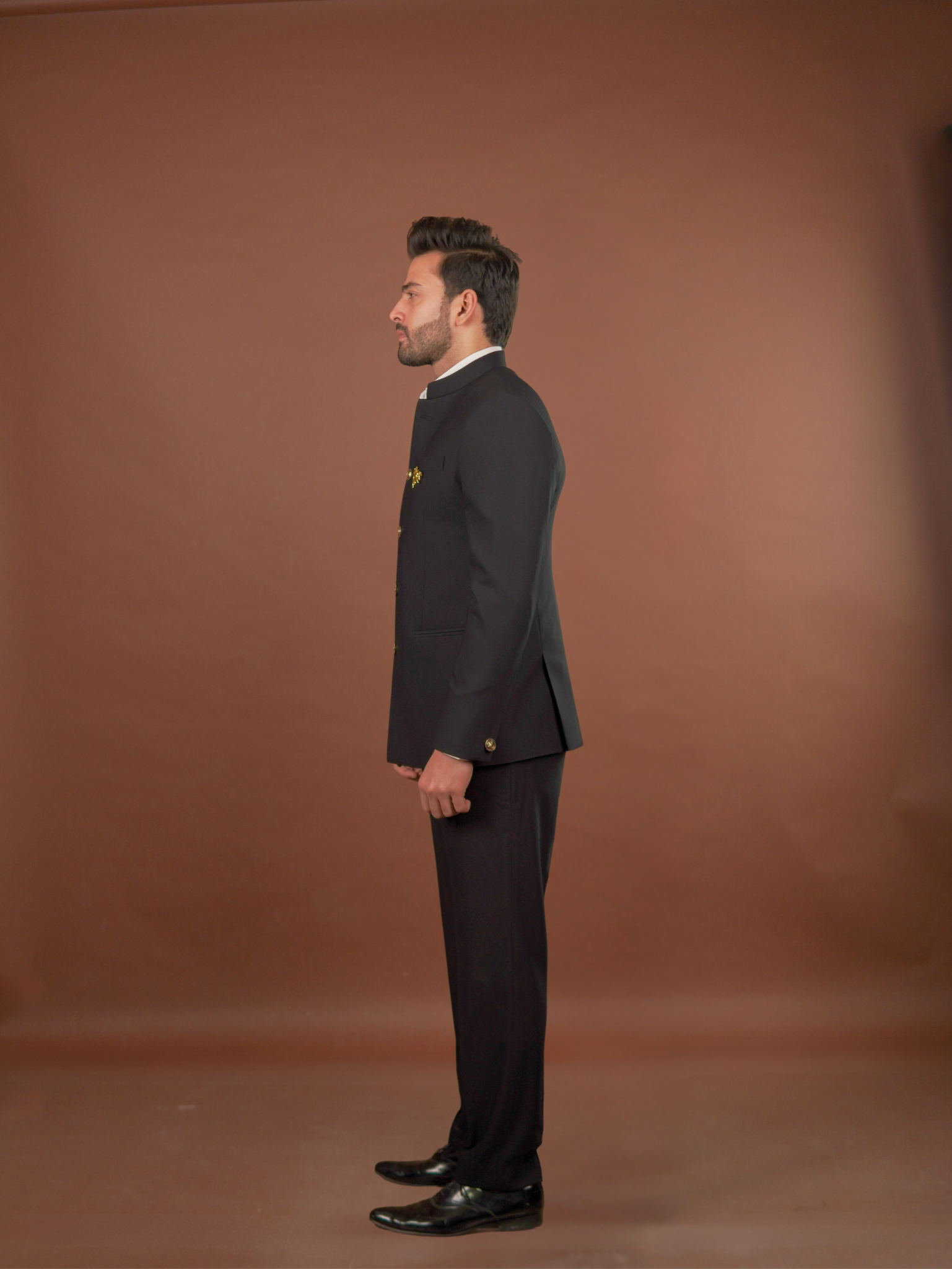 Classic Australian Merino Wool Black Bandhgala Set