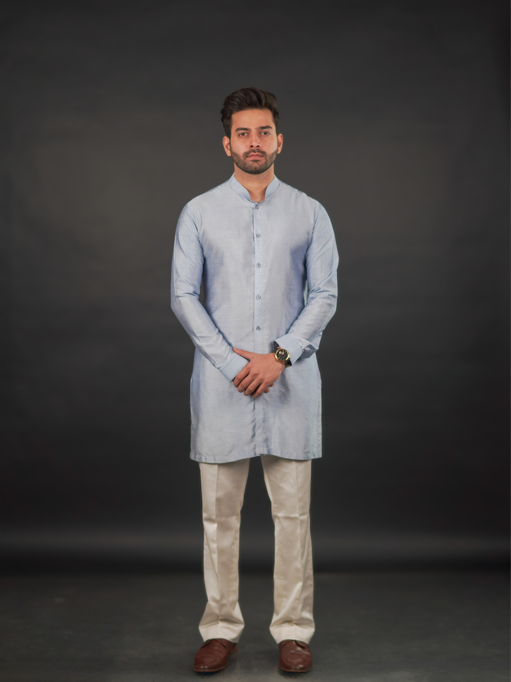 Powder Blue Open Jodhpuri Set (3 Piece)