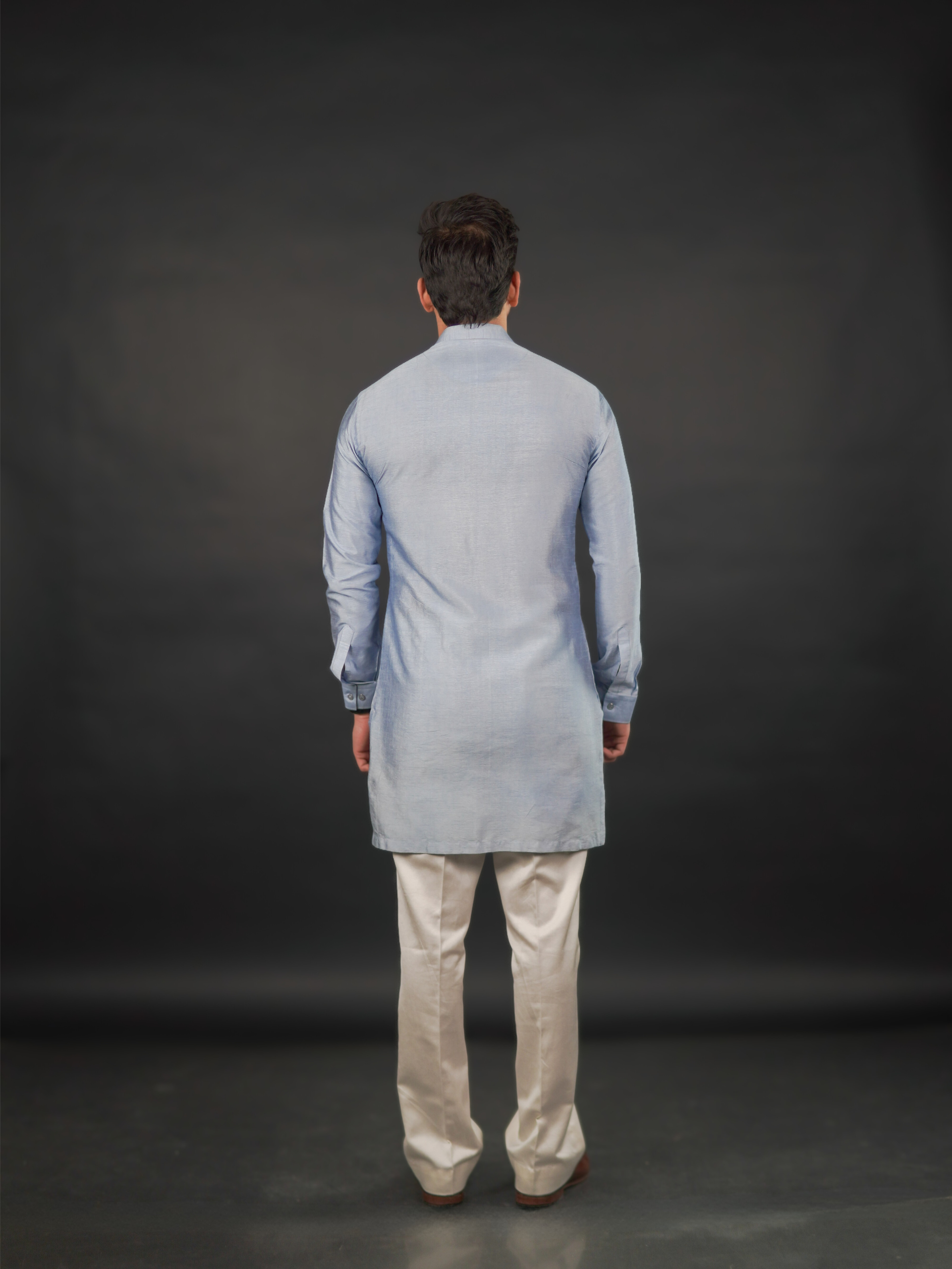 Powder Blue Open Jodhpuri Set (3 Piece)