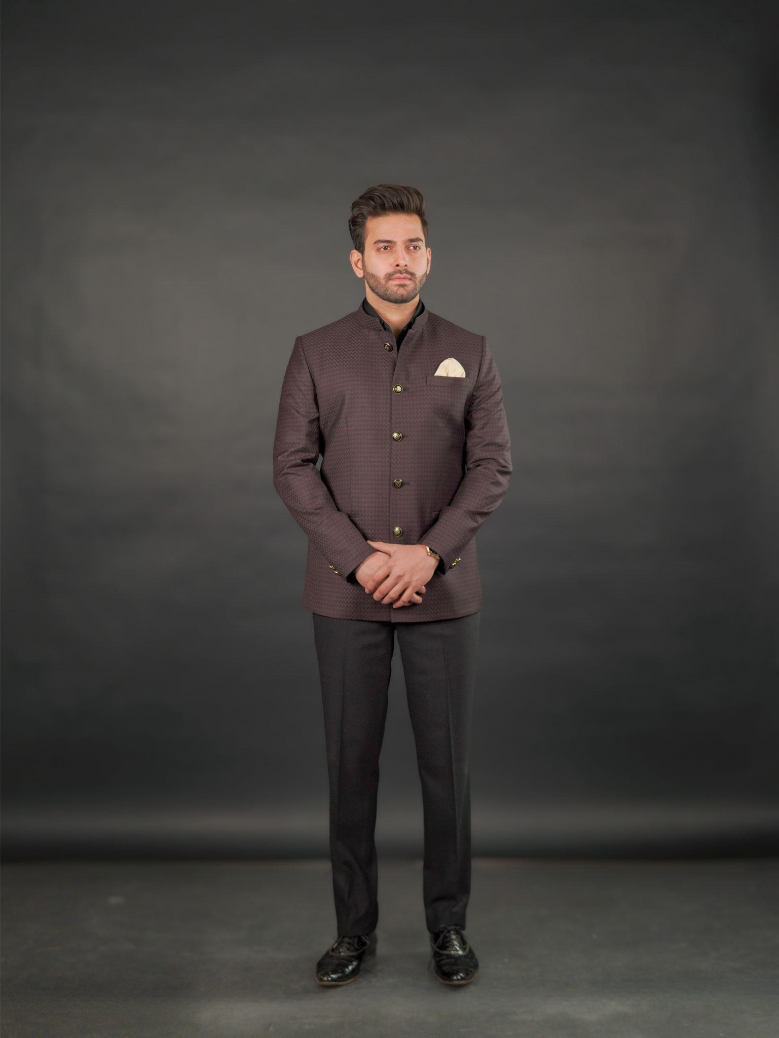 Classic Australian Merino Wool Bandhgala Set Maroon