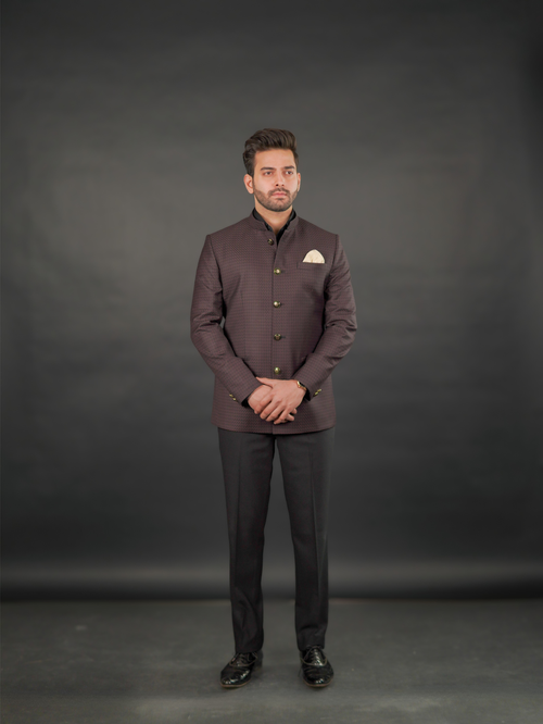 Classic Australian Merino Wool Bandhgala Set Maroon