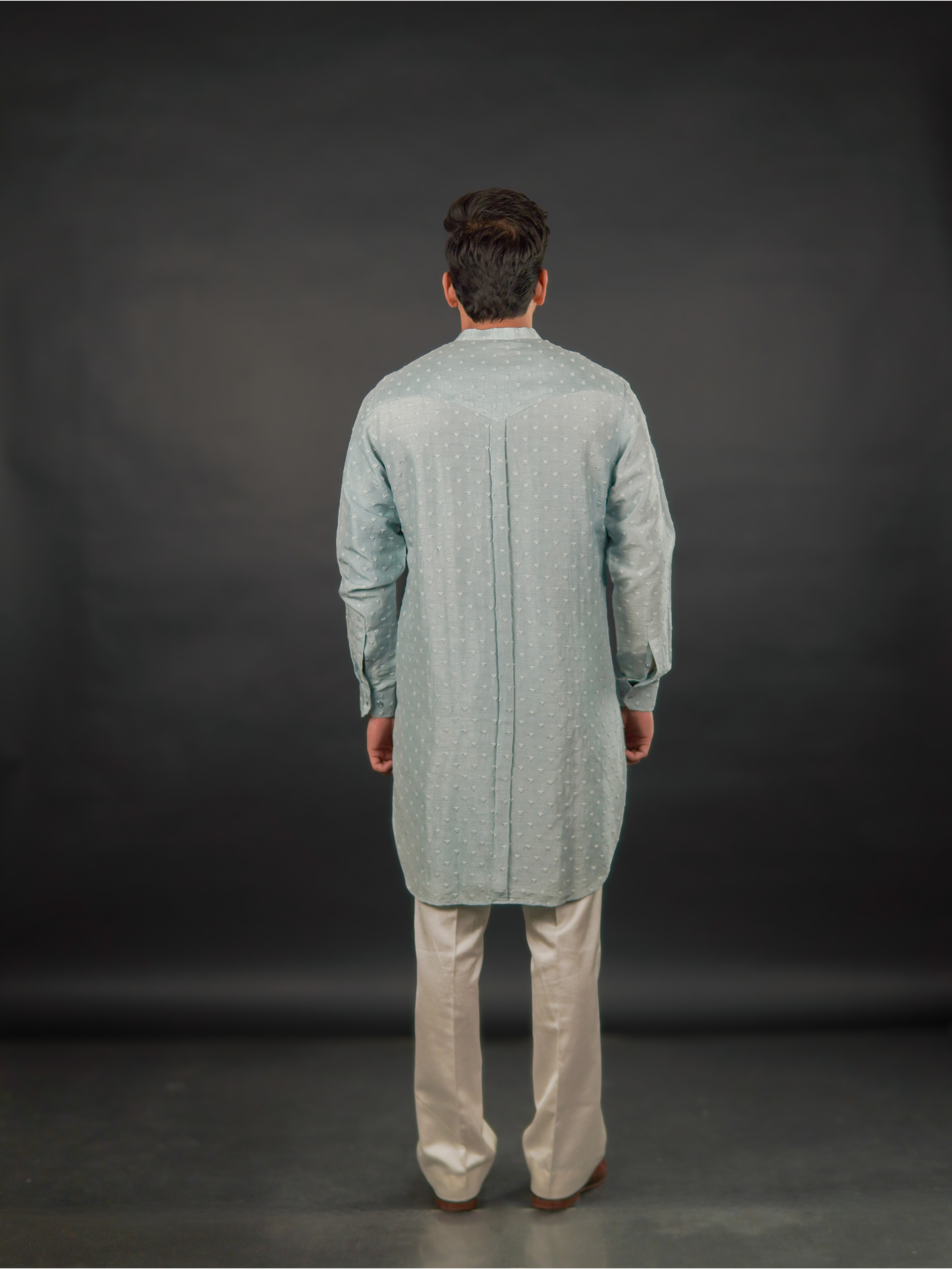 Classic Textured Kurta Light Blue