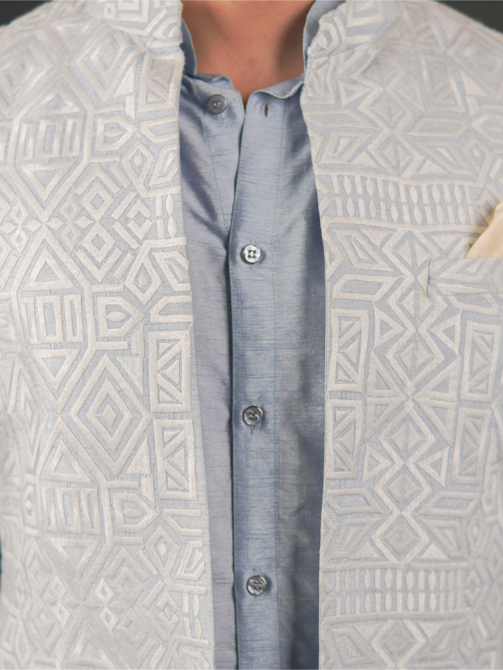 Powder Blue Open Jodhpuri Set (3 Piece)
