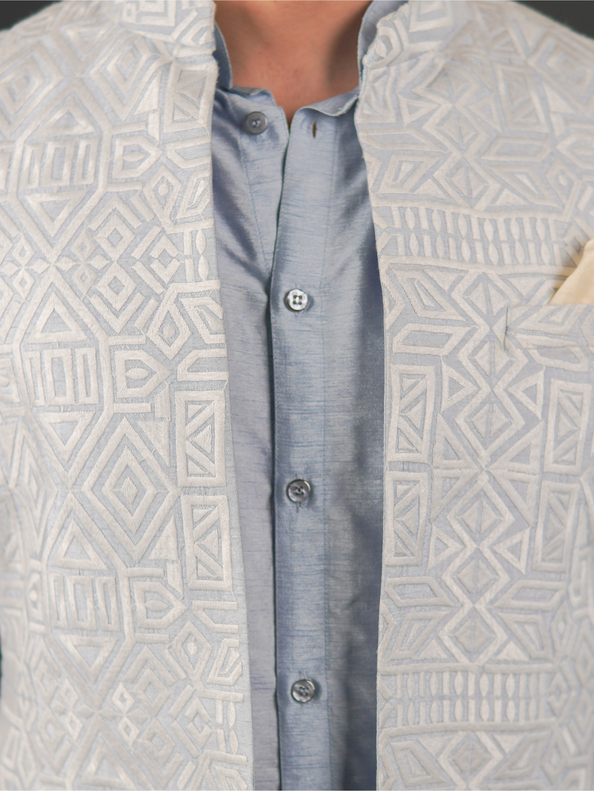Powder Blue Open Jodhpuri Set (3 Piece)