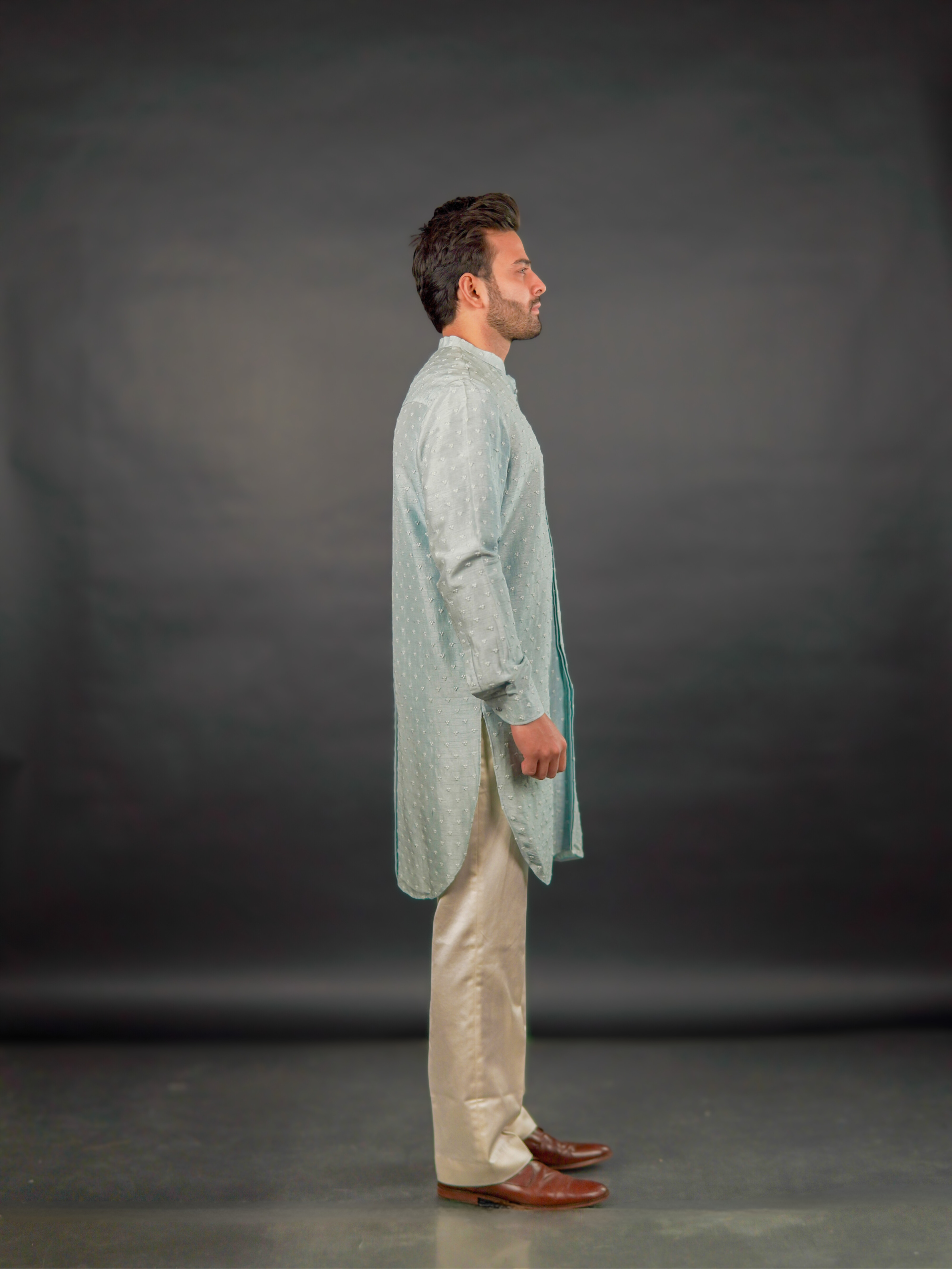 Classic Textured Kurta Light Blue