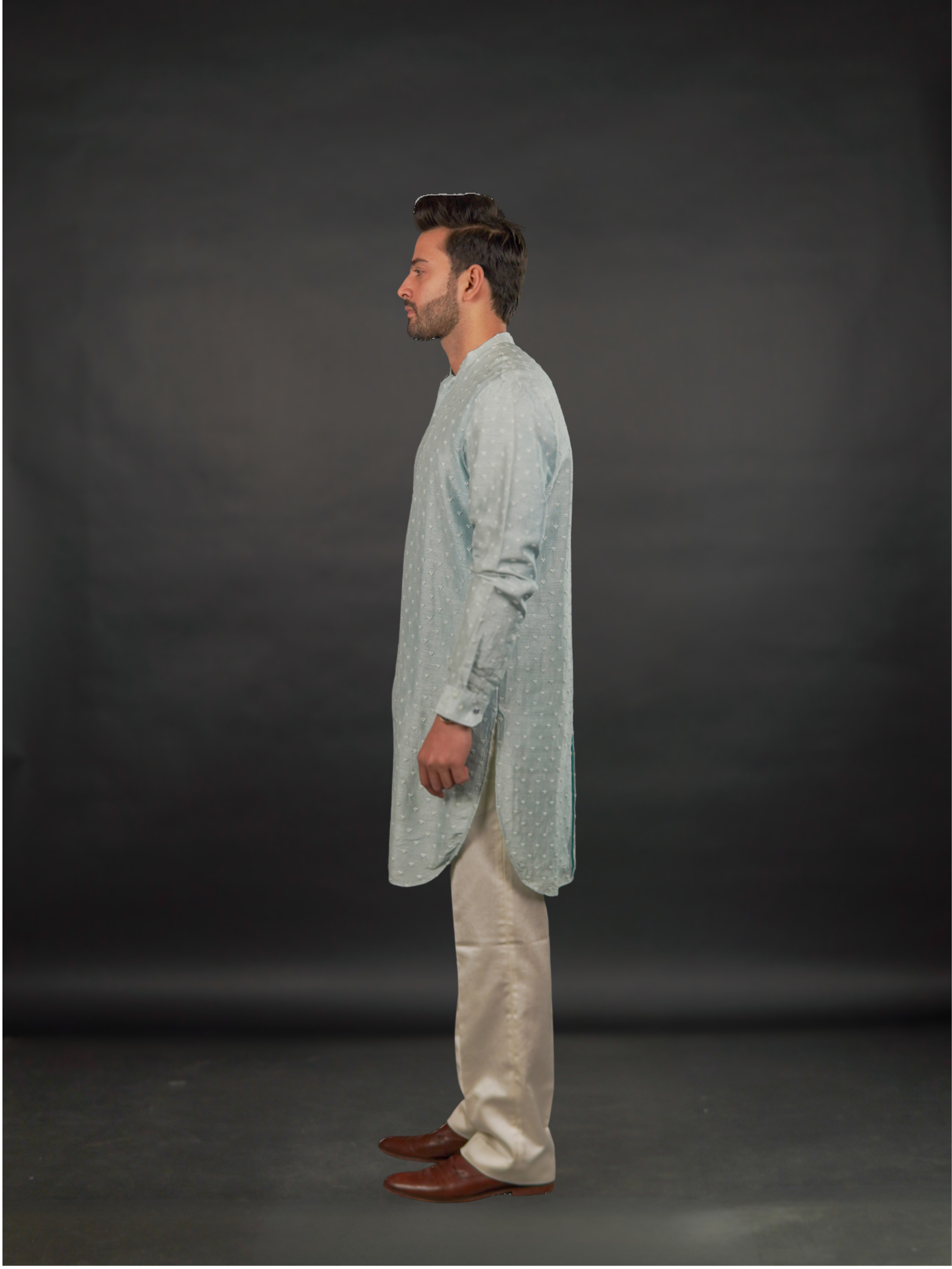 Classic Textured Kurta Light Blue