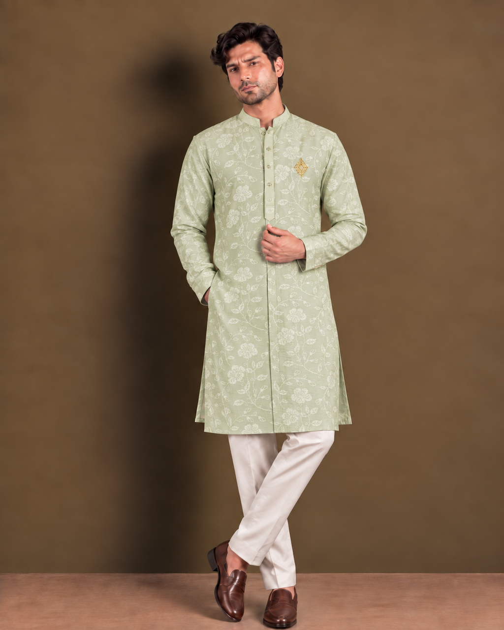 Classic Mint Green Textured Kurta