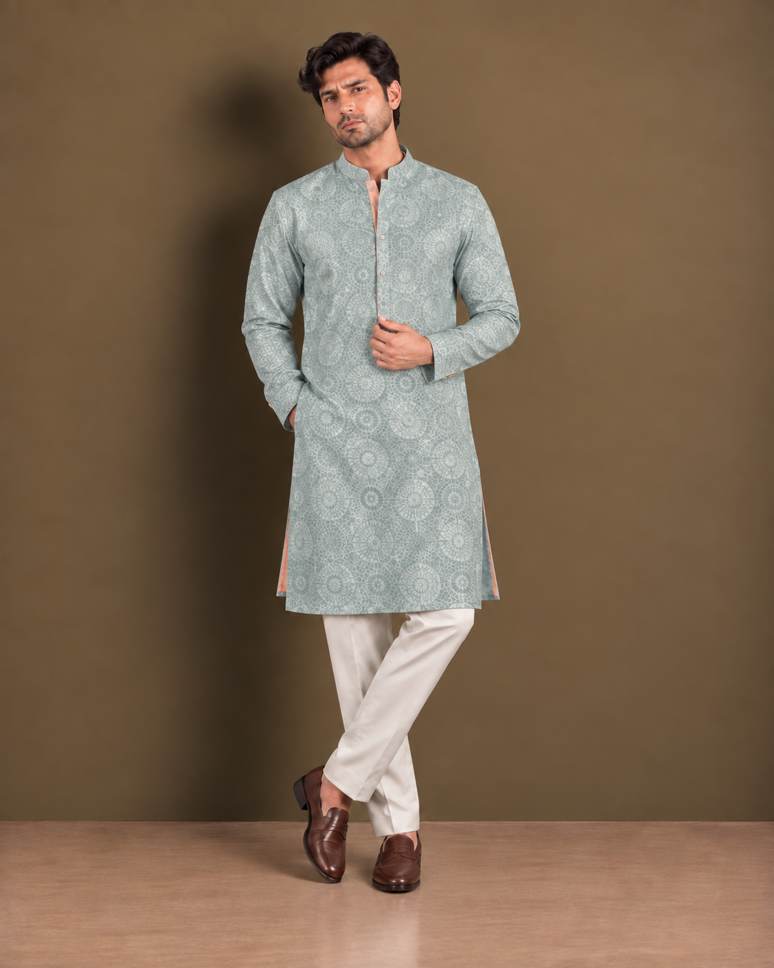 Classic Teal Textured Kurta