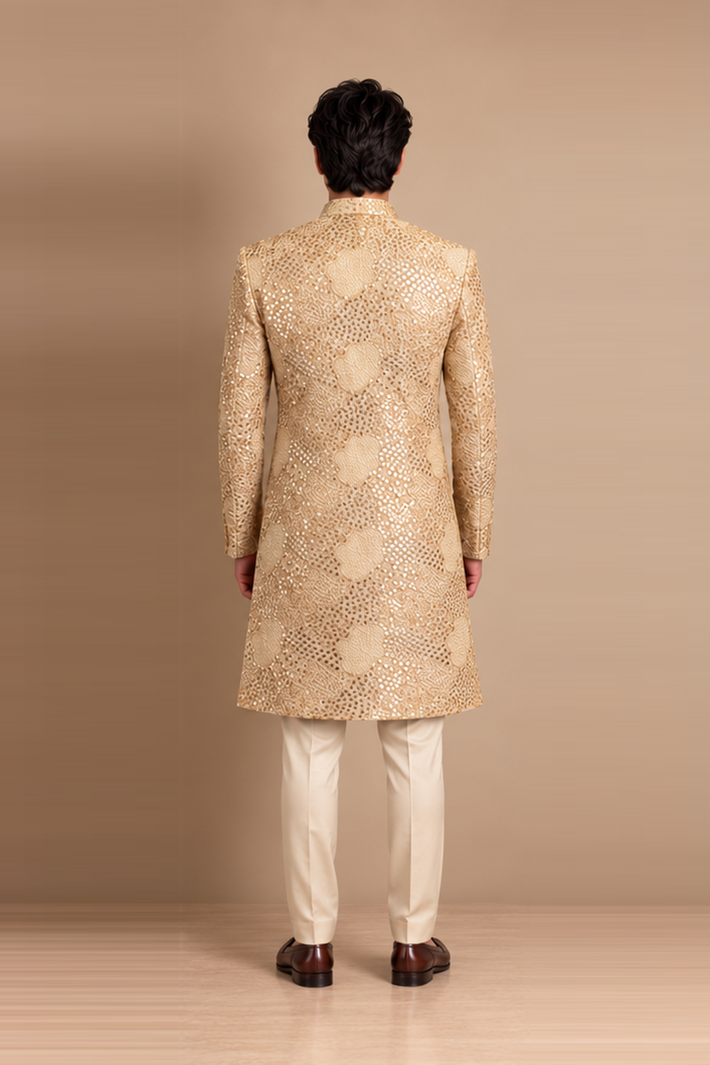 Golden Royale Embroidered Indo-Western Sherwani