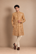 Copper Royale Mirror-Work Sherwani Set