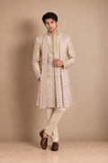 Pastel Royale Embroidered Wedding Sherwani Set