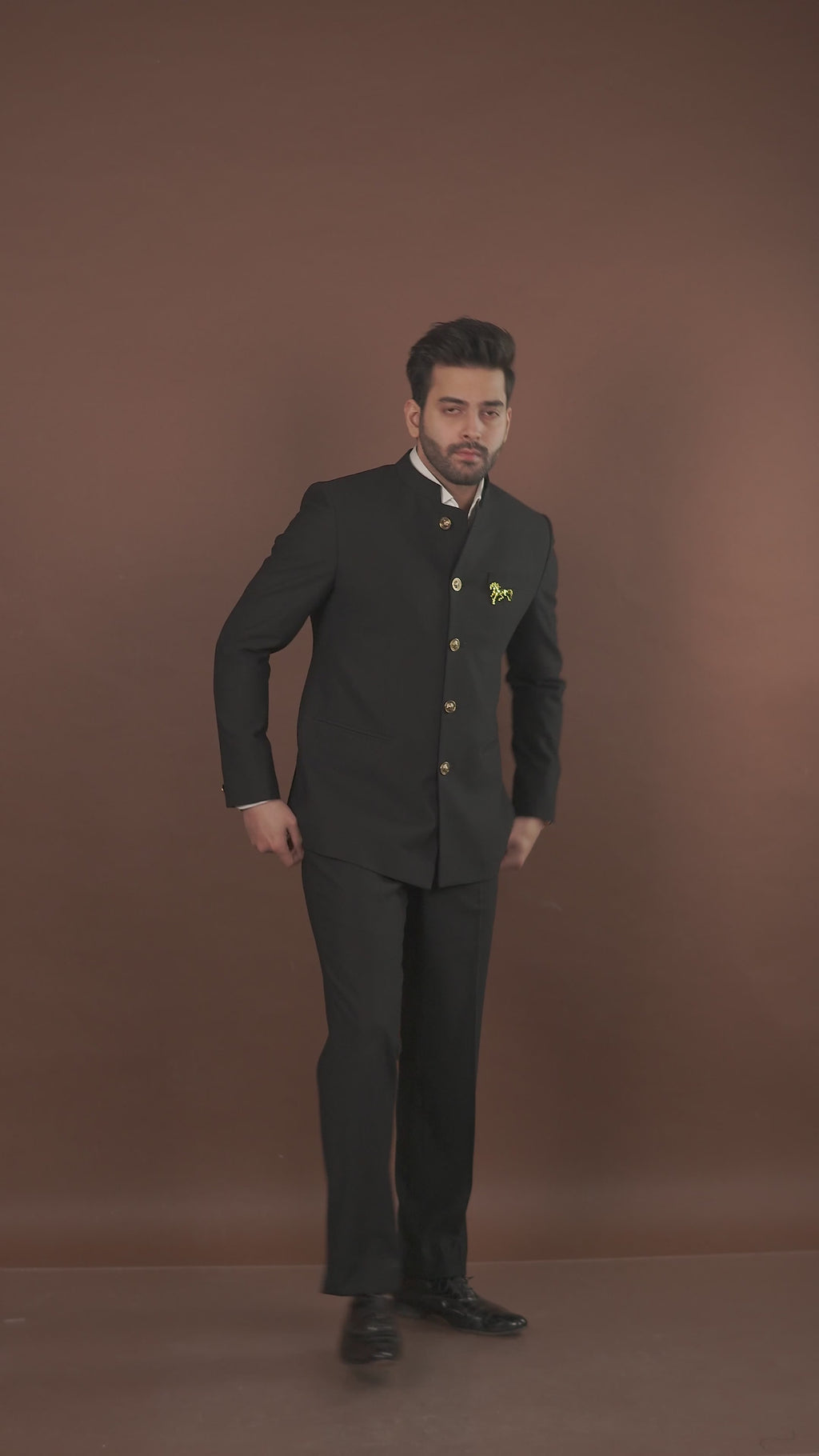 Classic Australian Merino Wool Black Bandhgala Set