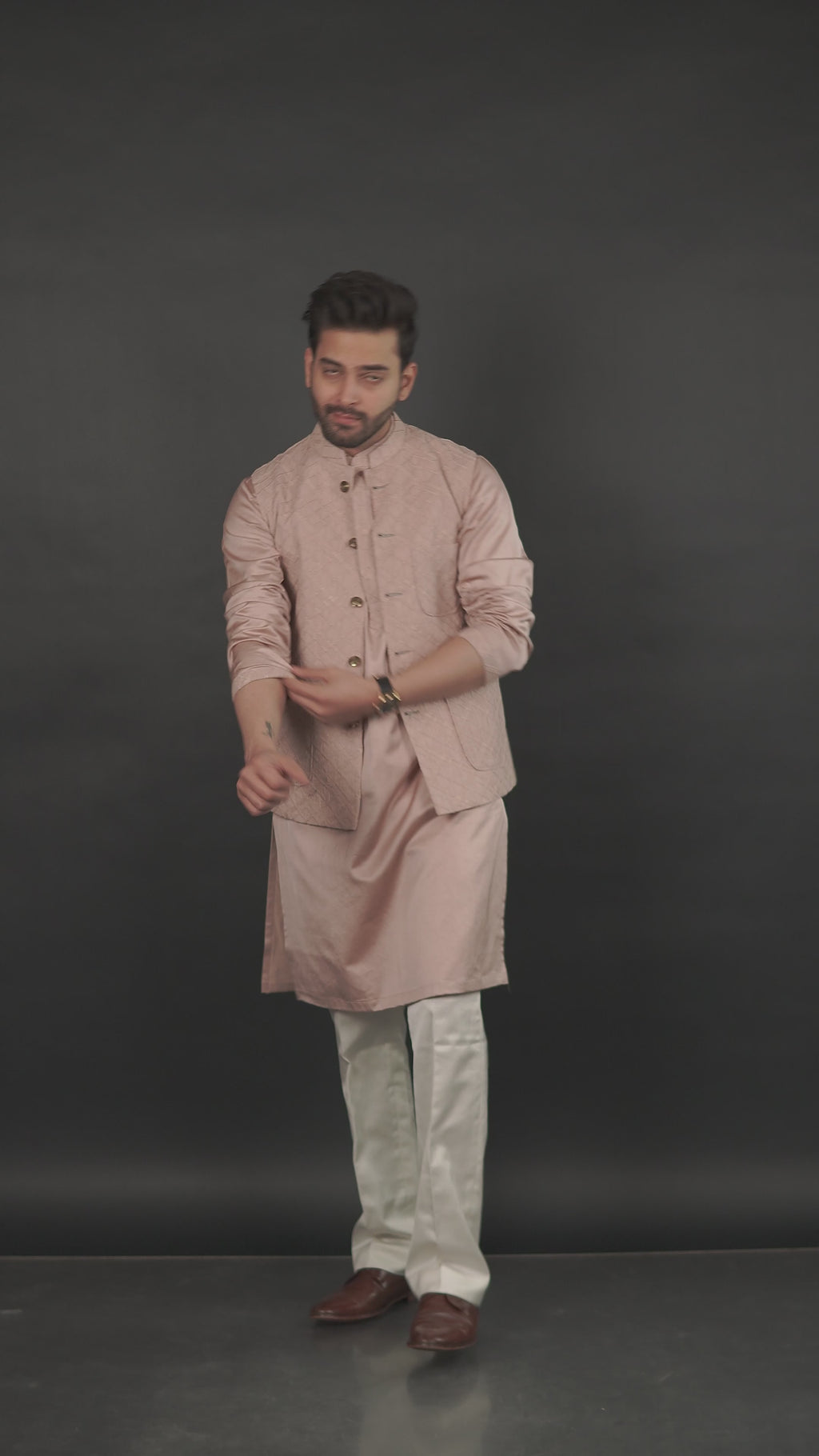 Blush Textured Modi Jacket Set