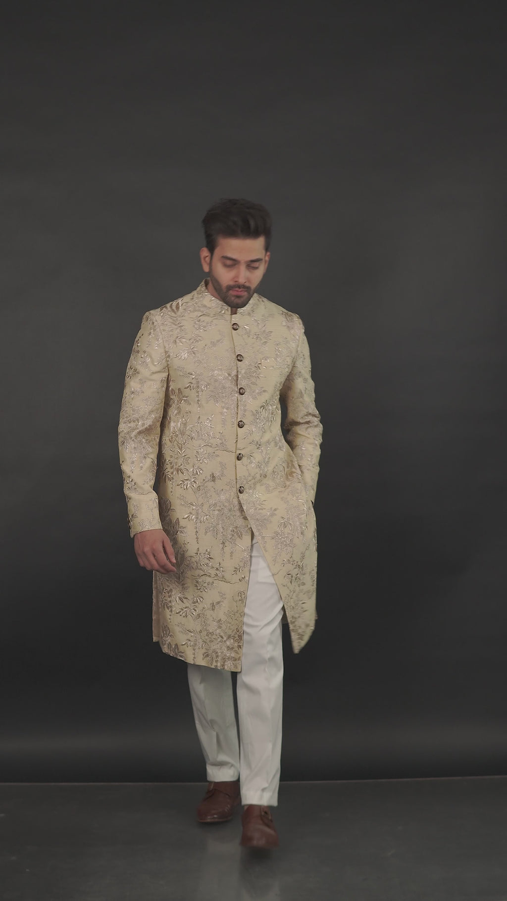 Embroidered Sherwani Antique Gold