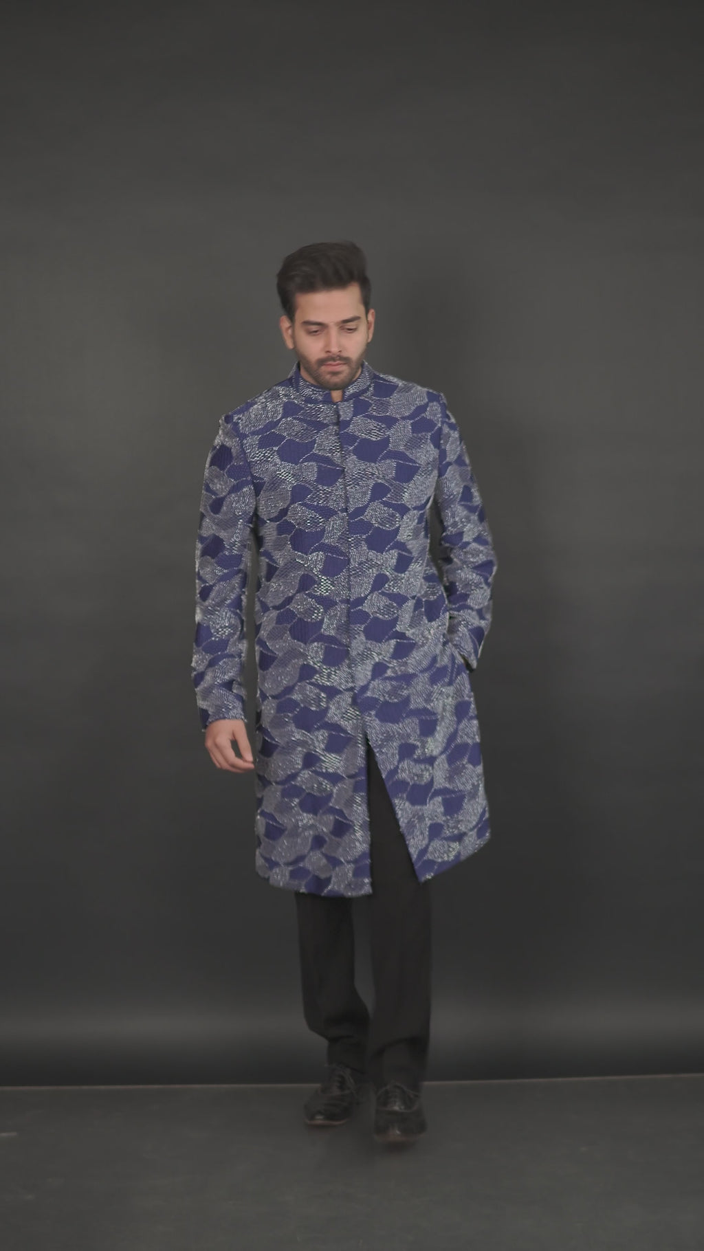 Cobalt Blue Hand-Embellished Sherwani