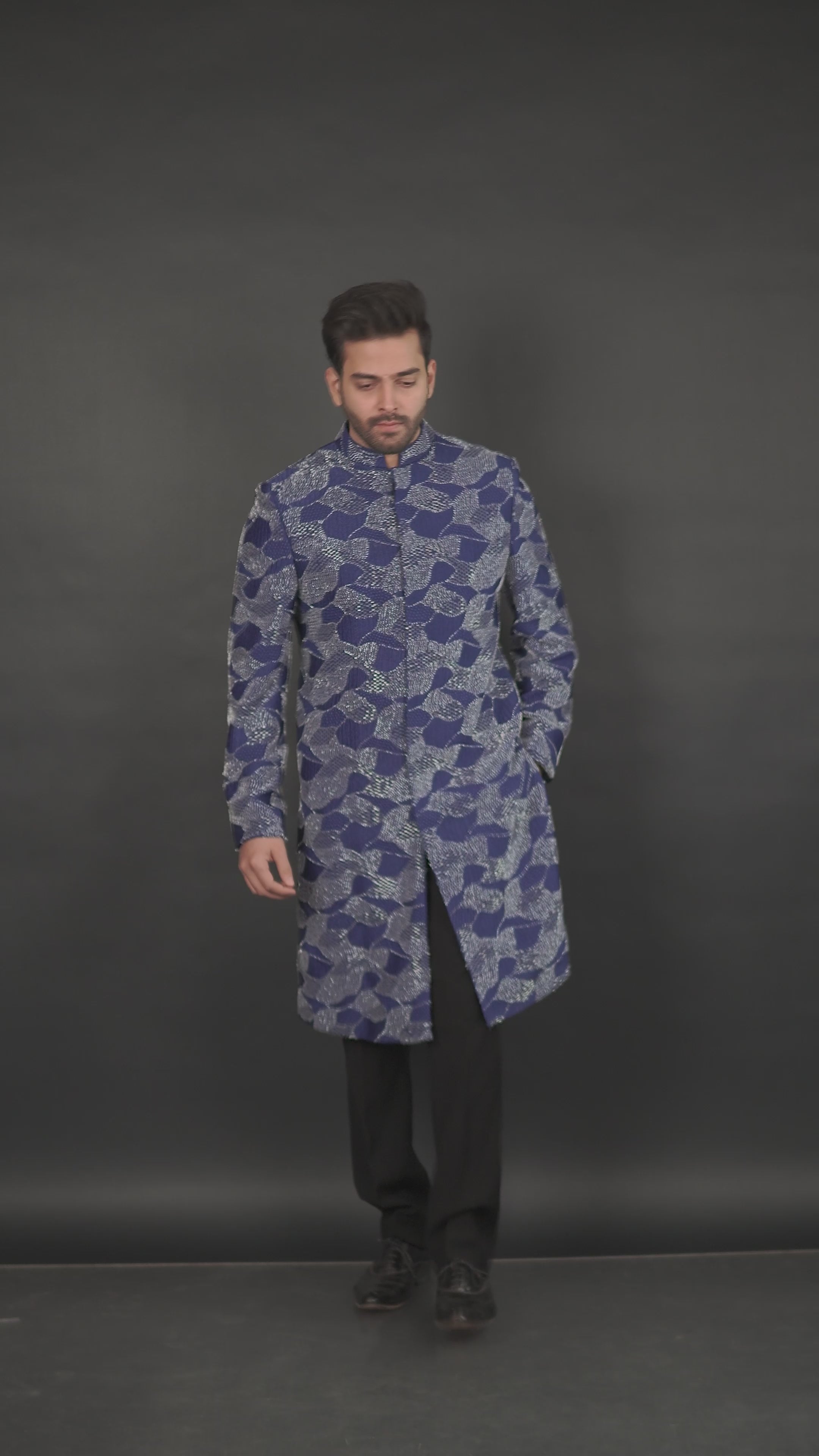 Cobalt Blue Hand-Embellished Sherwani