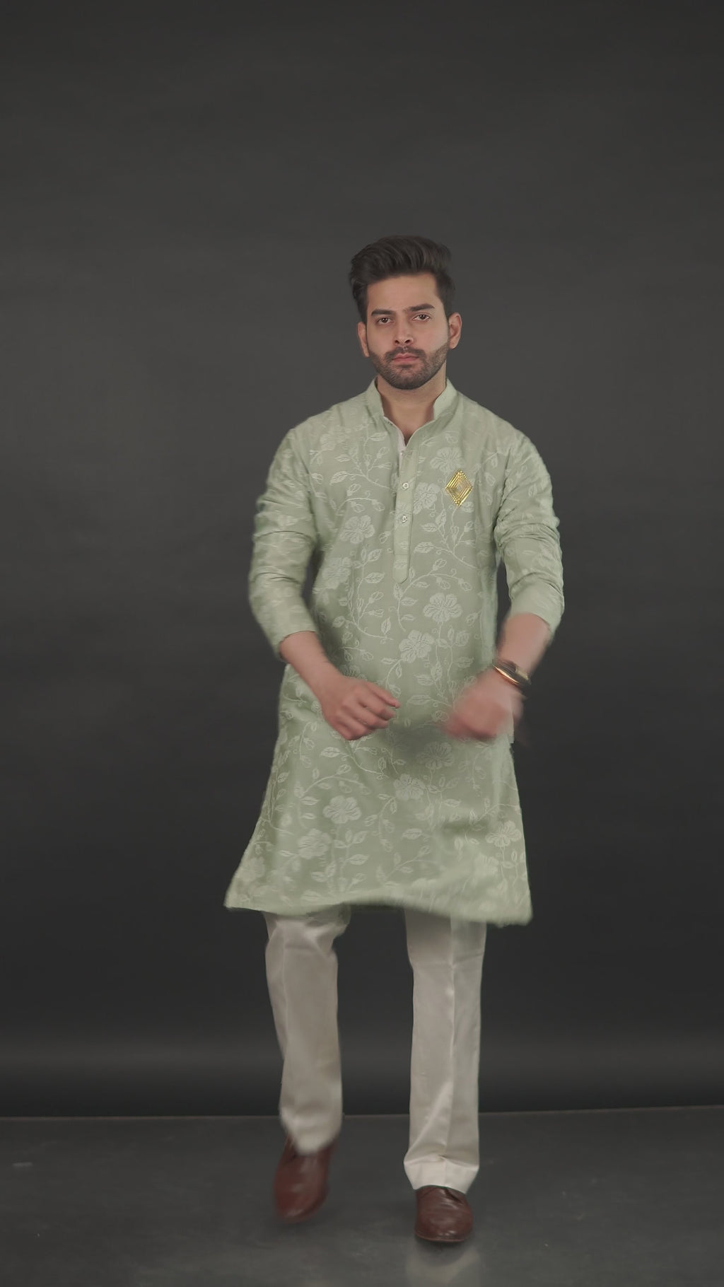Classic Textured Kurta Mint Green