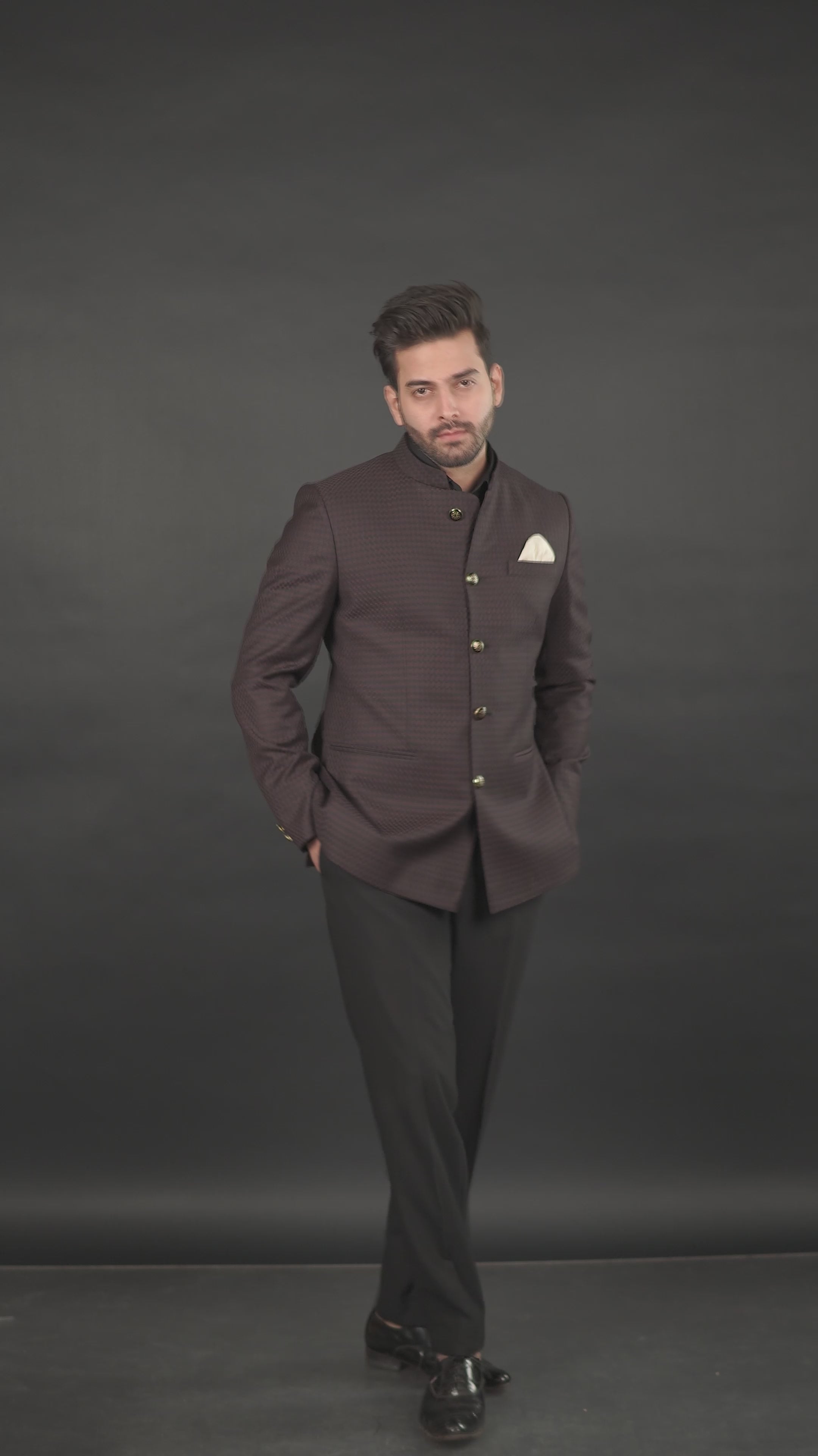 Classic Australian Merino Wool Bandhgala Set Maroon