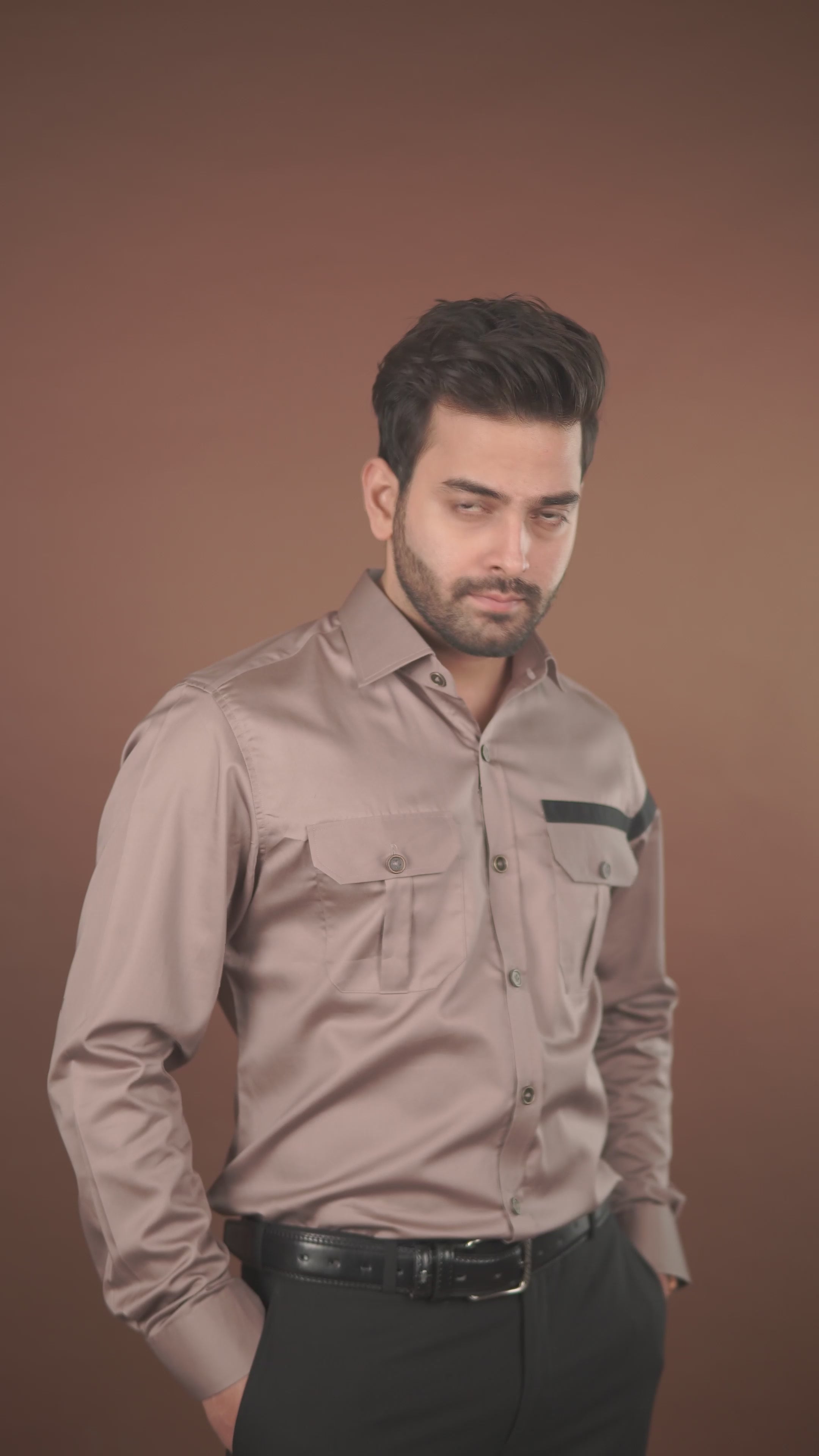 Evening Formal Shirt – Luthai Fabric Warm Taupe